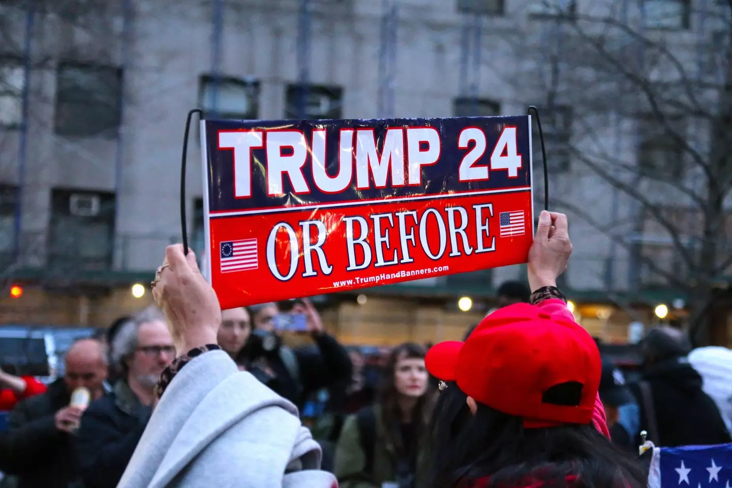 A Trump supporter at a rally in New York on Monday.