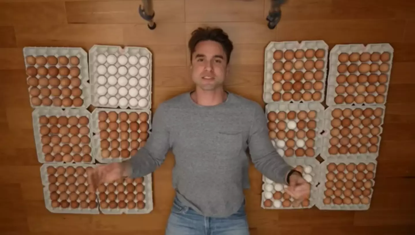 The YouTuber was determined to eat 30 eggs per day (YouTube/What I've Learned)