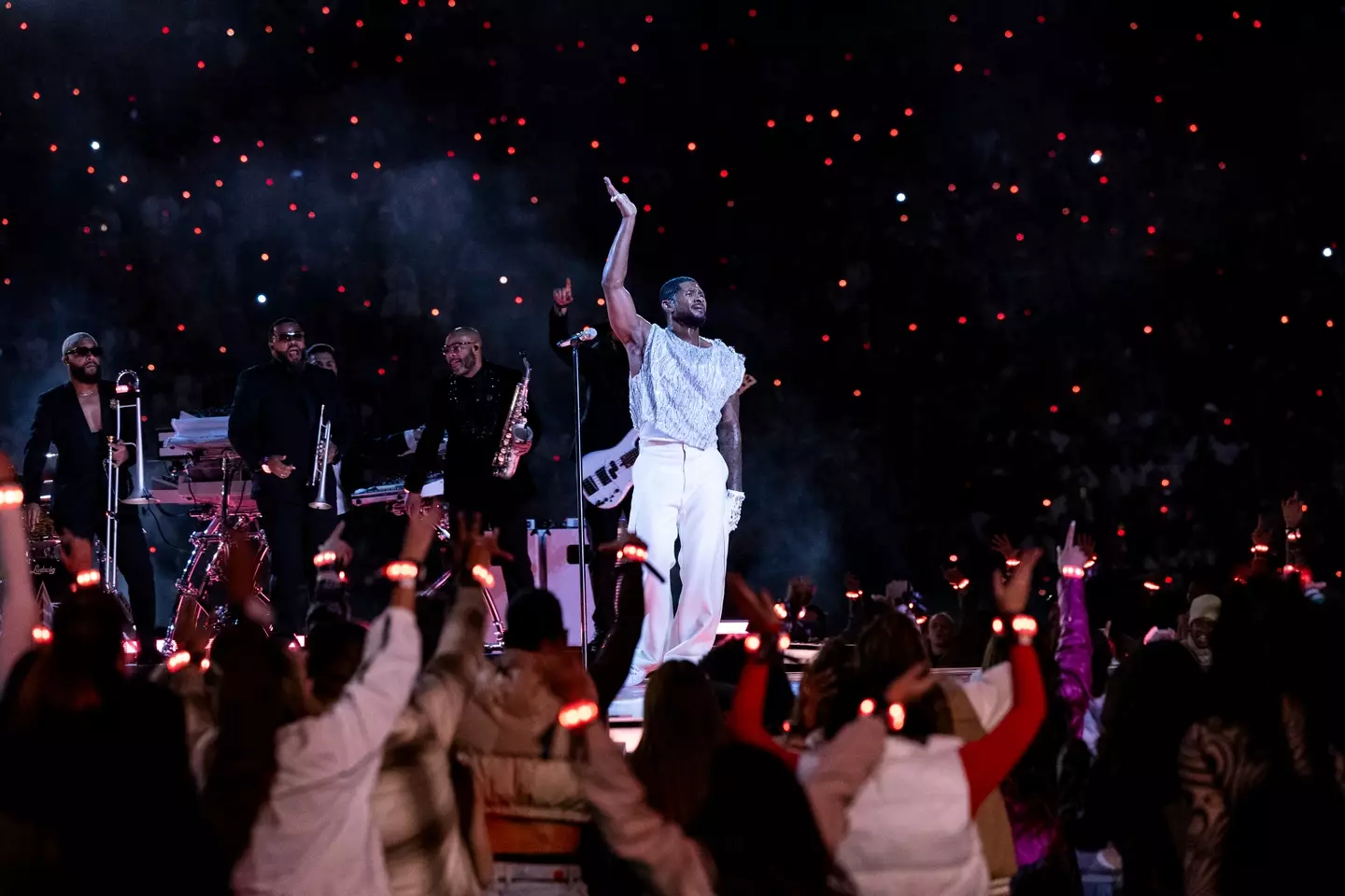 Usher performed with Alicia Keys and Ludacris.