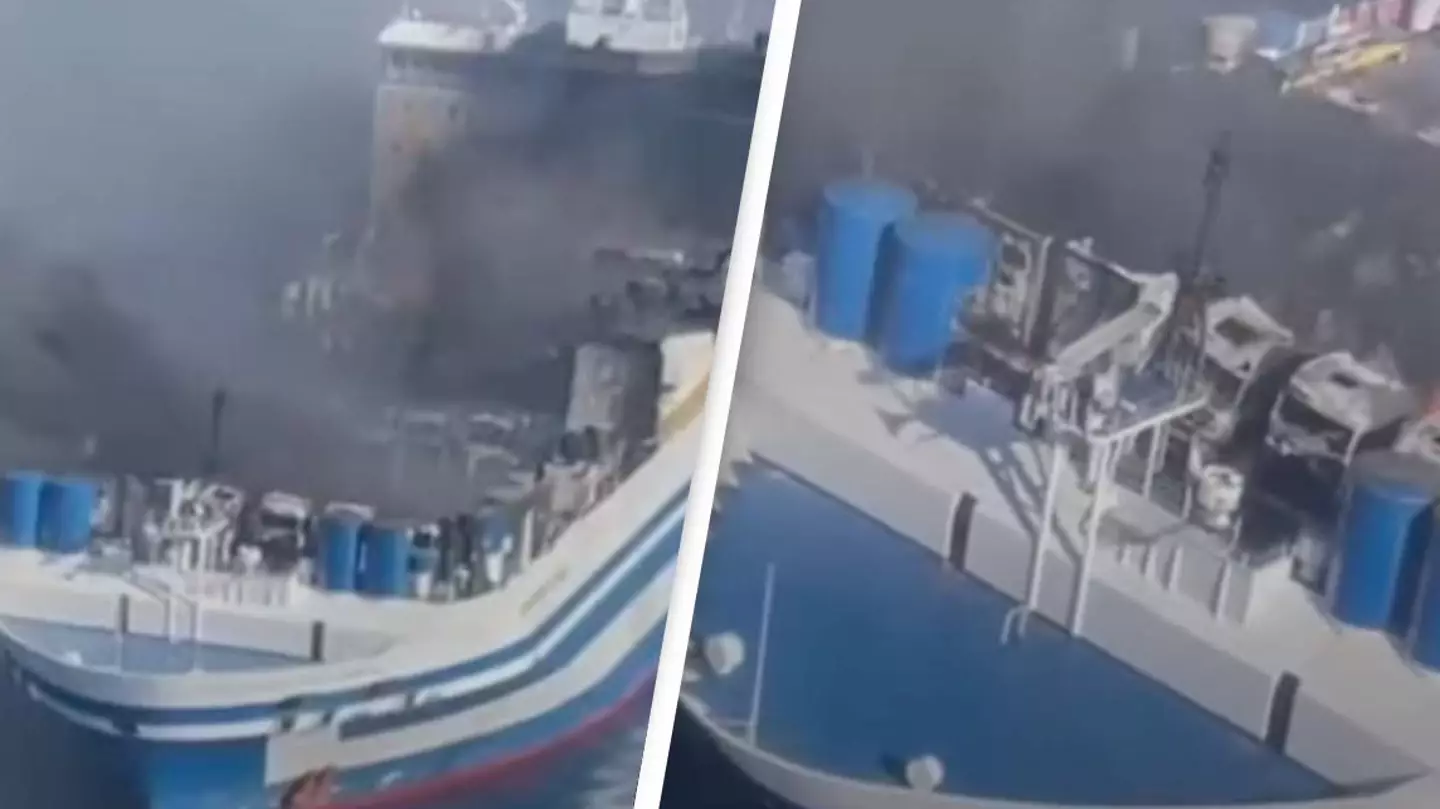 Two Truck Drivers Stuck Inside Burning Ferry In Greece