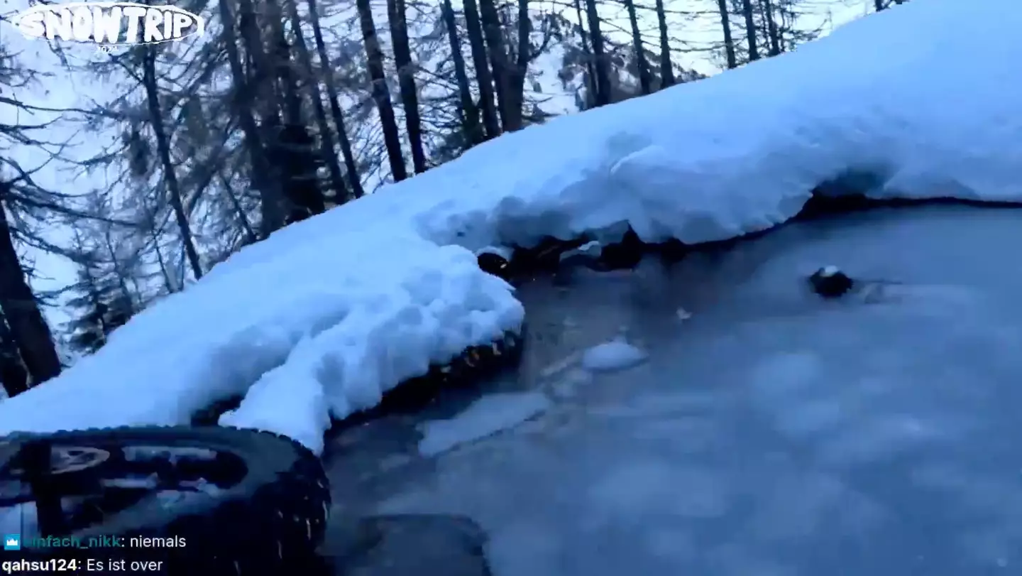 The Twitch streamer fell through the ice and into the lake.