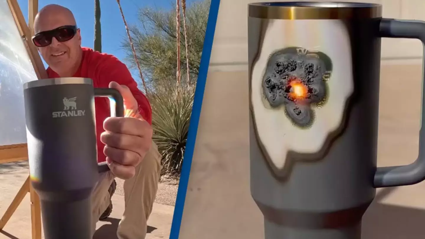 Man uses 'solar death ray' to melt through Stanley cup and reveal what's actually inside