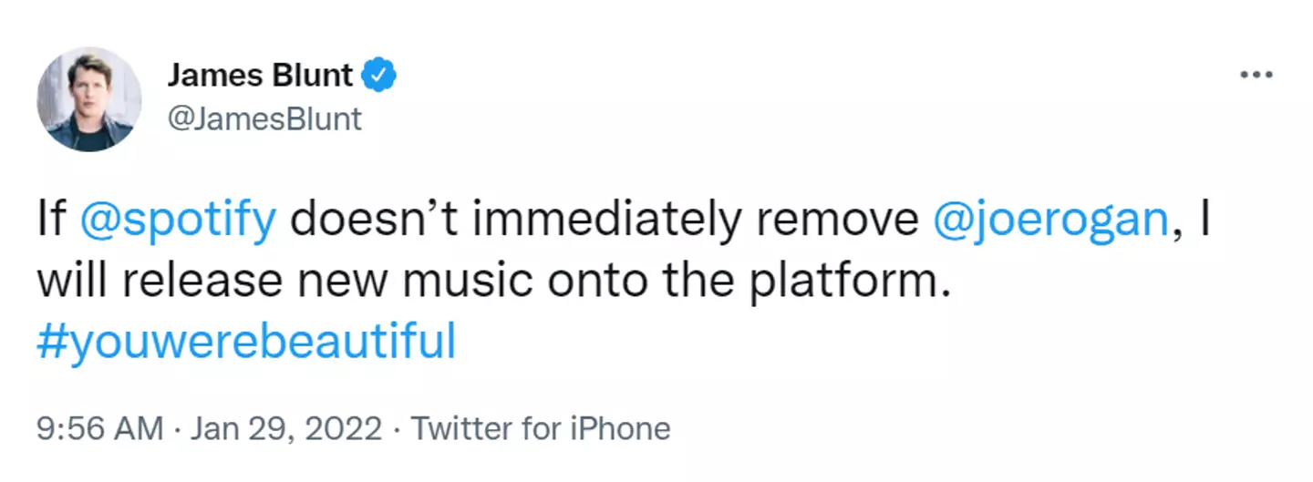 James Blunt threatens Spotify (@jamesblunt/Twitter)