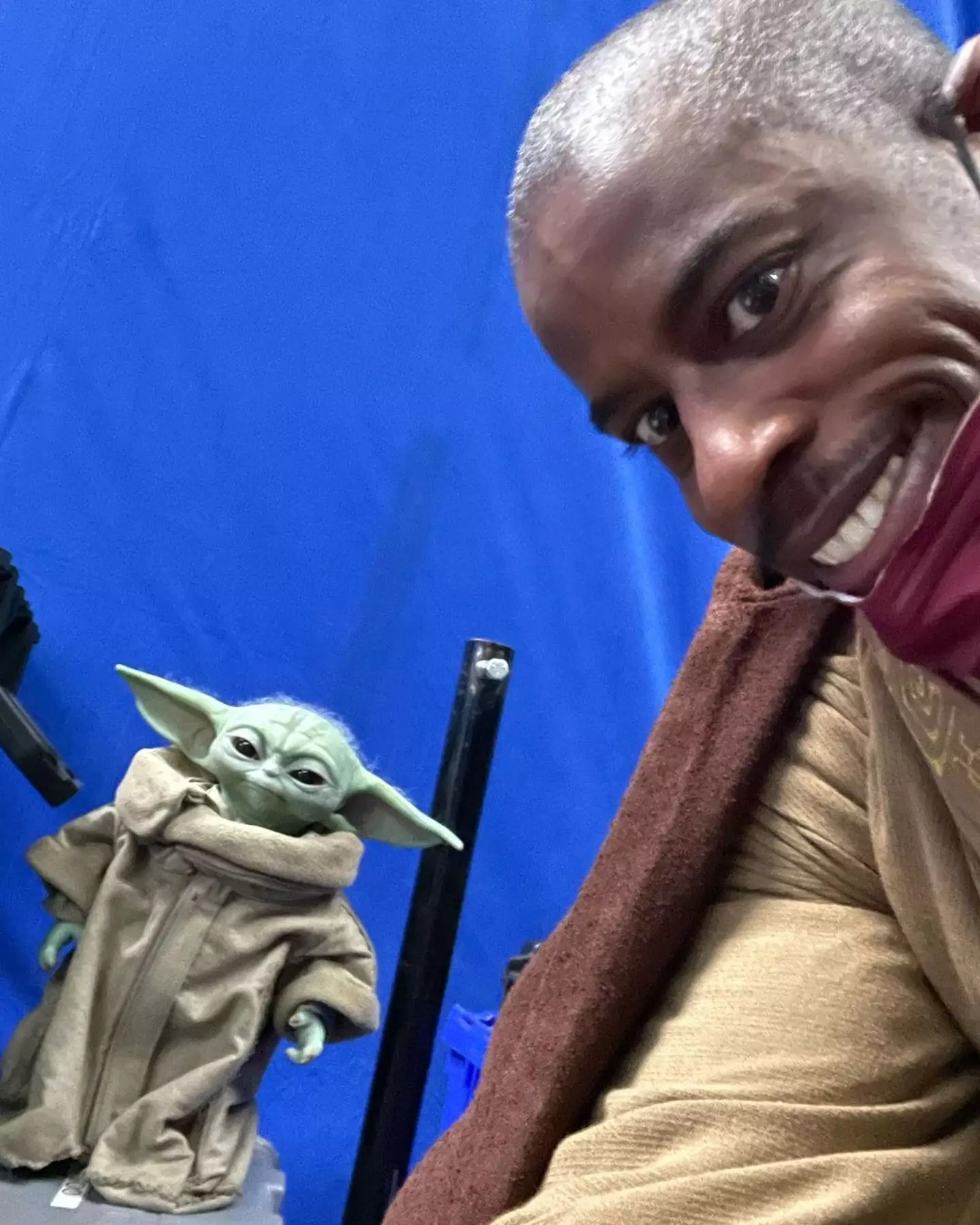 Ahmed Best on the set of The Mandalorian.