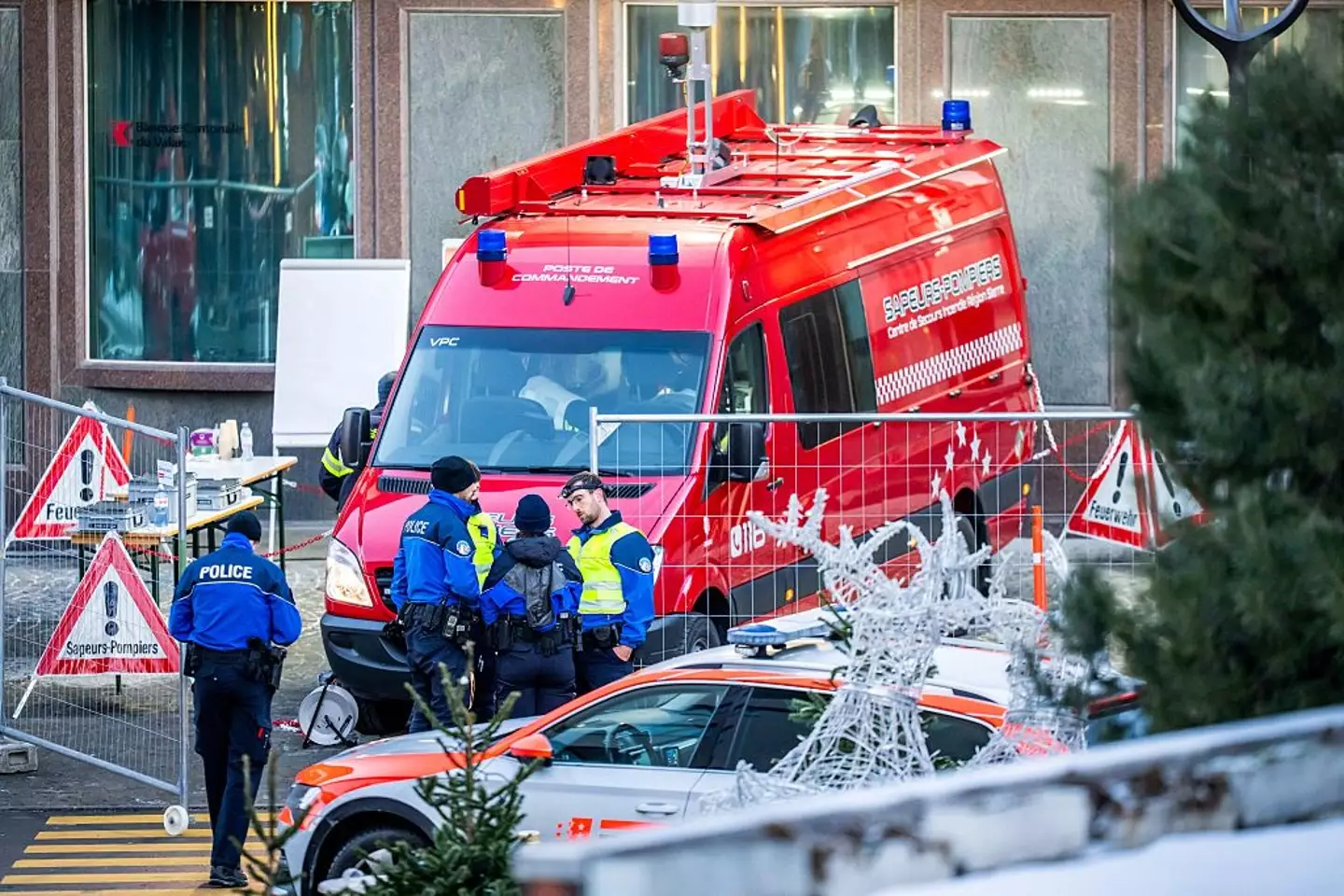 Emergency services are still present at the scene (MAXIME SCHMID / AFP via Getty Images)
