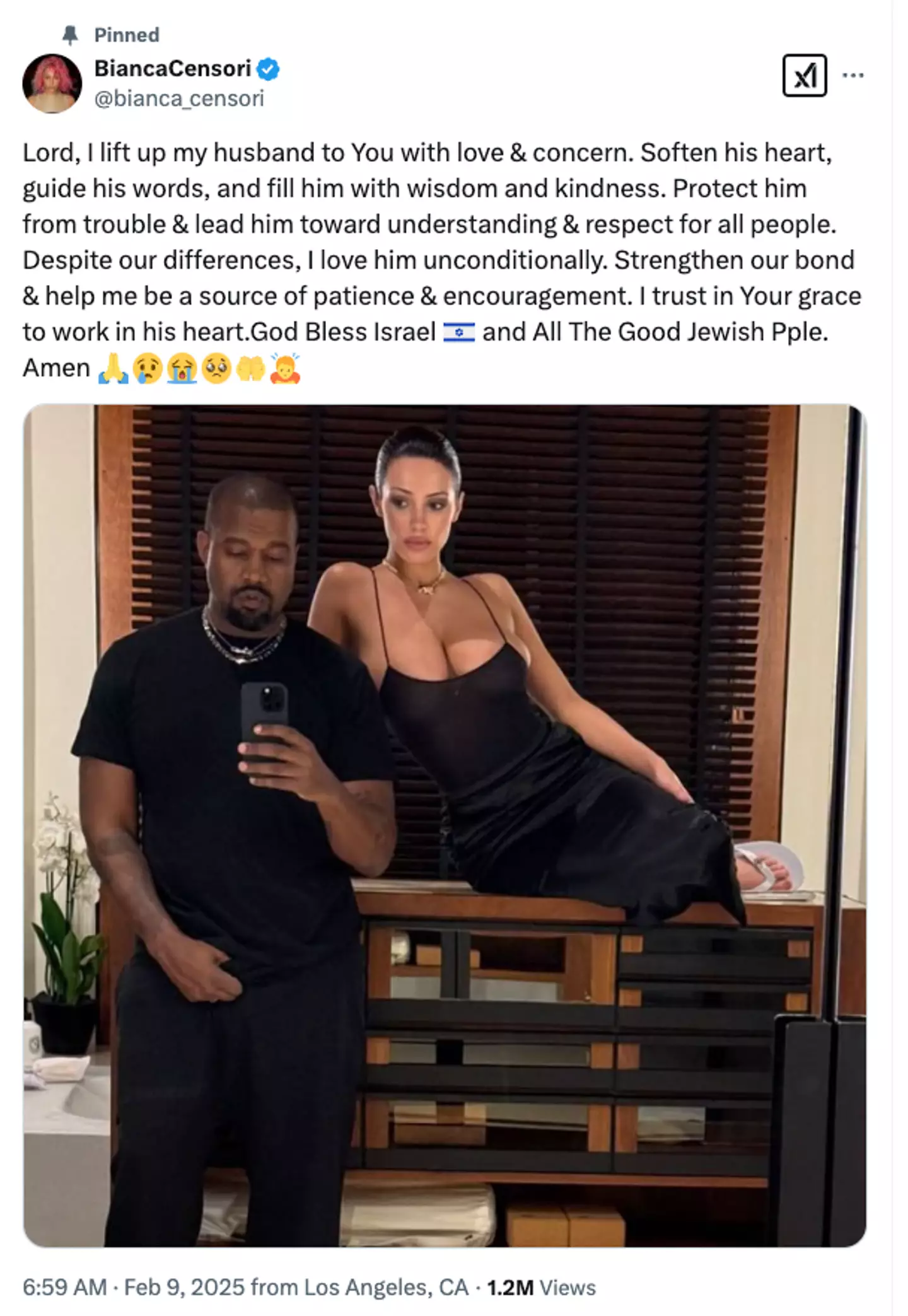 The model has denied that she's the person behind the Twitter account (Twitter/@bianca_censori)