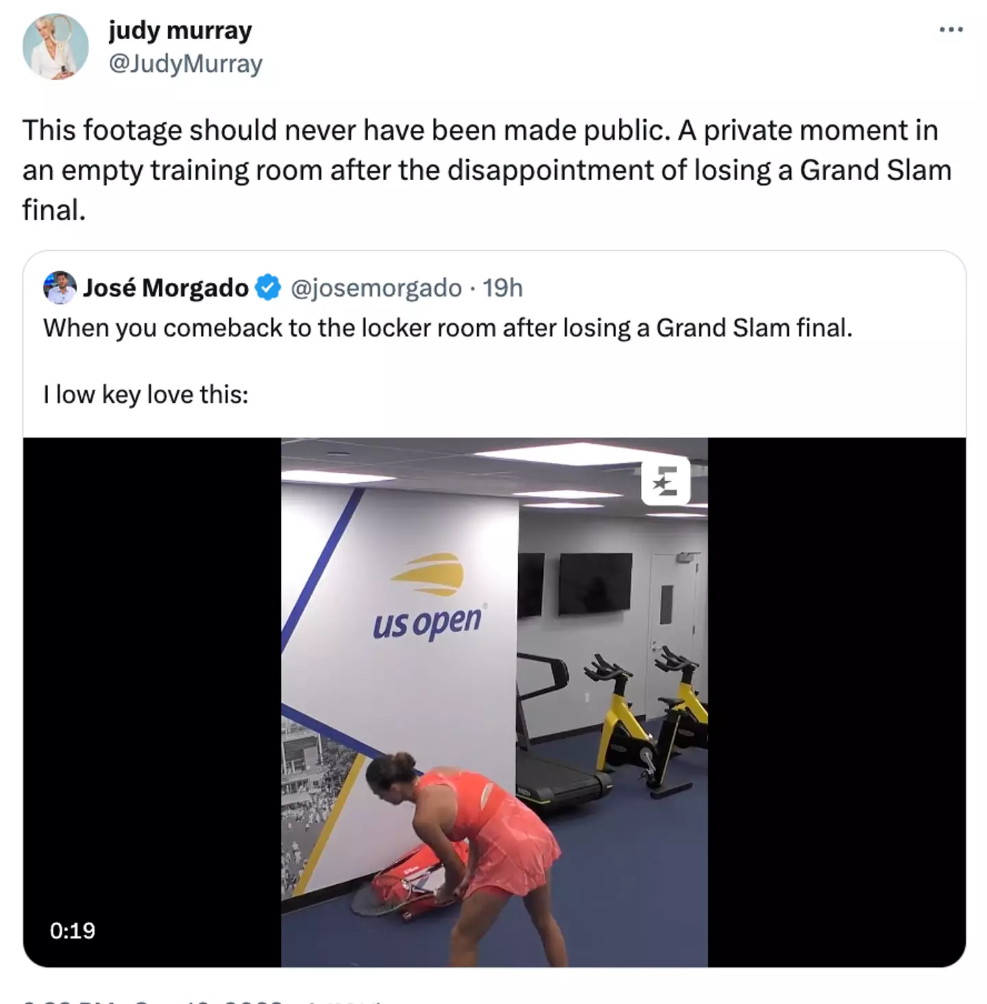 Judy Murray hit out at the decision to air the footage.