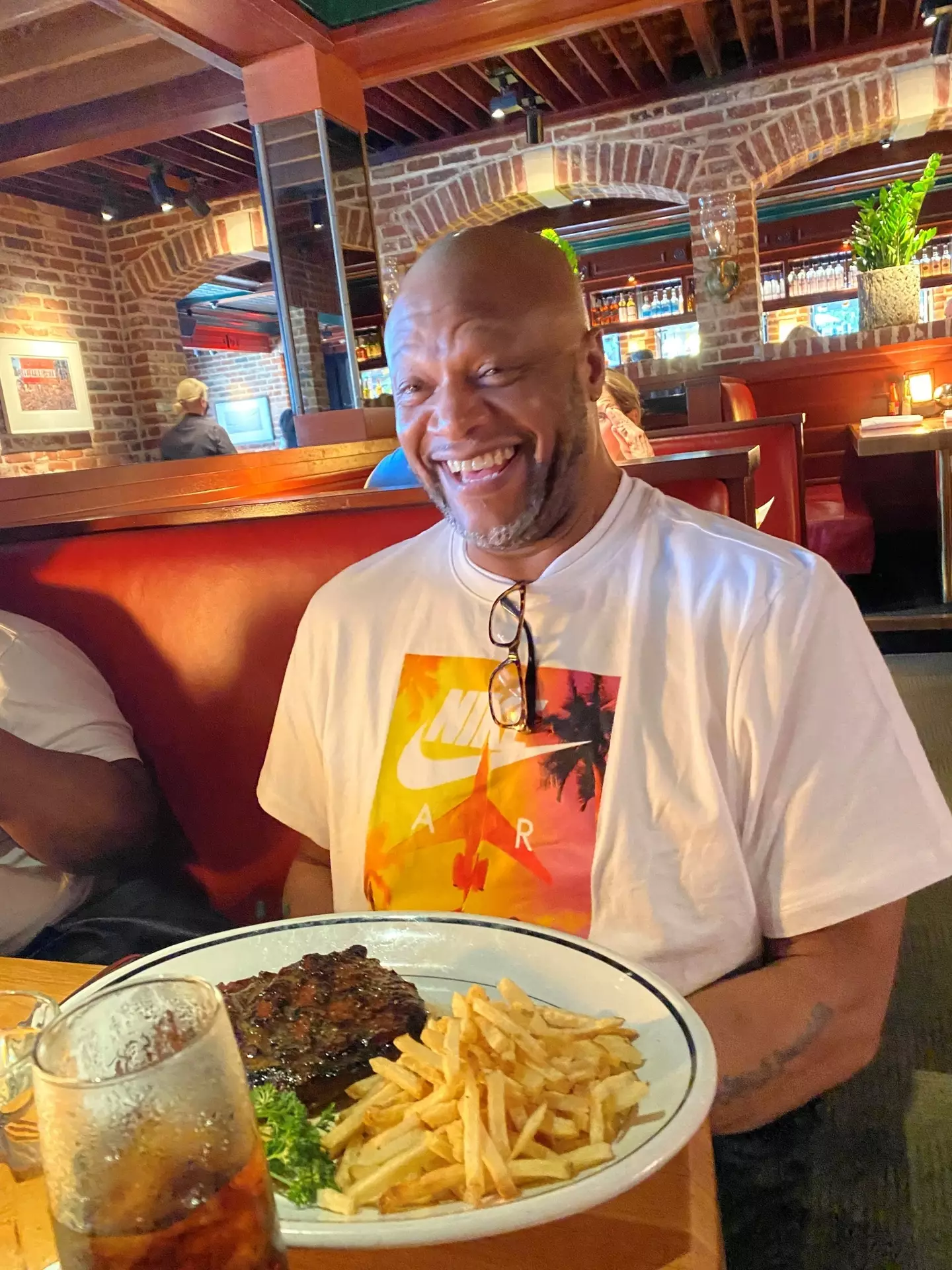 Sherwood's first meal was steak and chips. (Supplied)