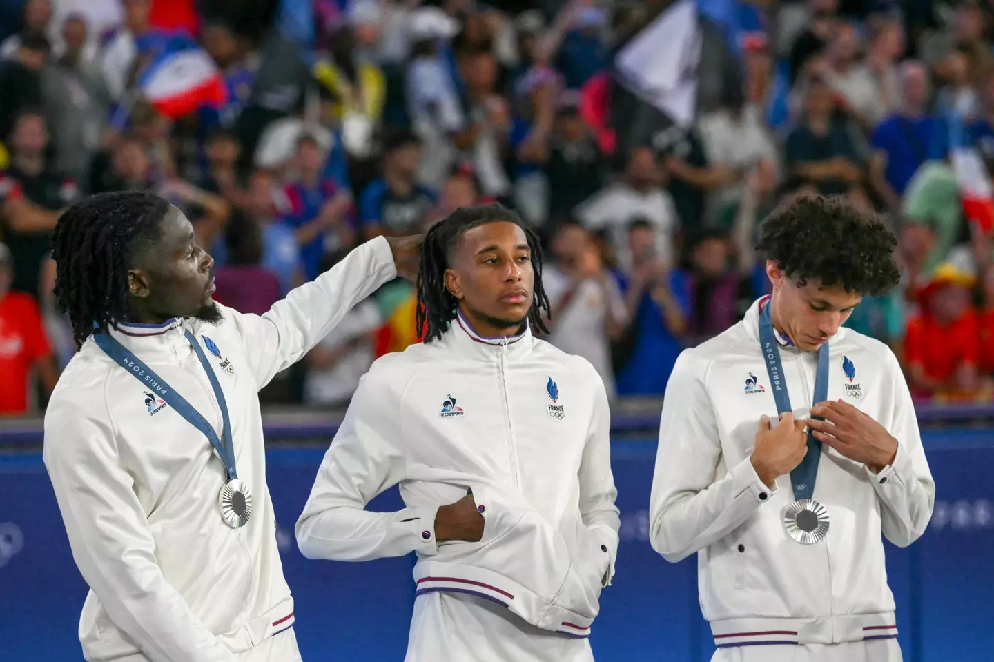 The 22-year-old soccer star was visibly disappointed. (LUIS ROBAYO/AFP via Getty Images)