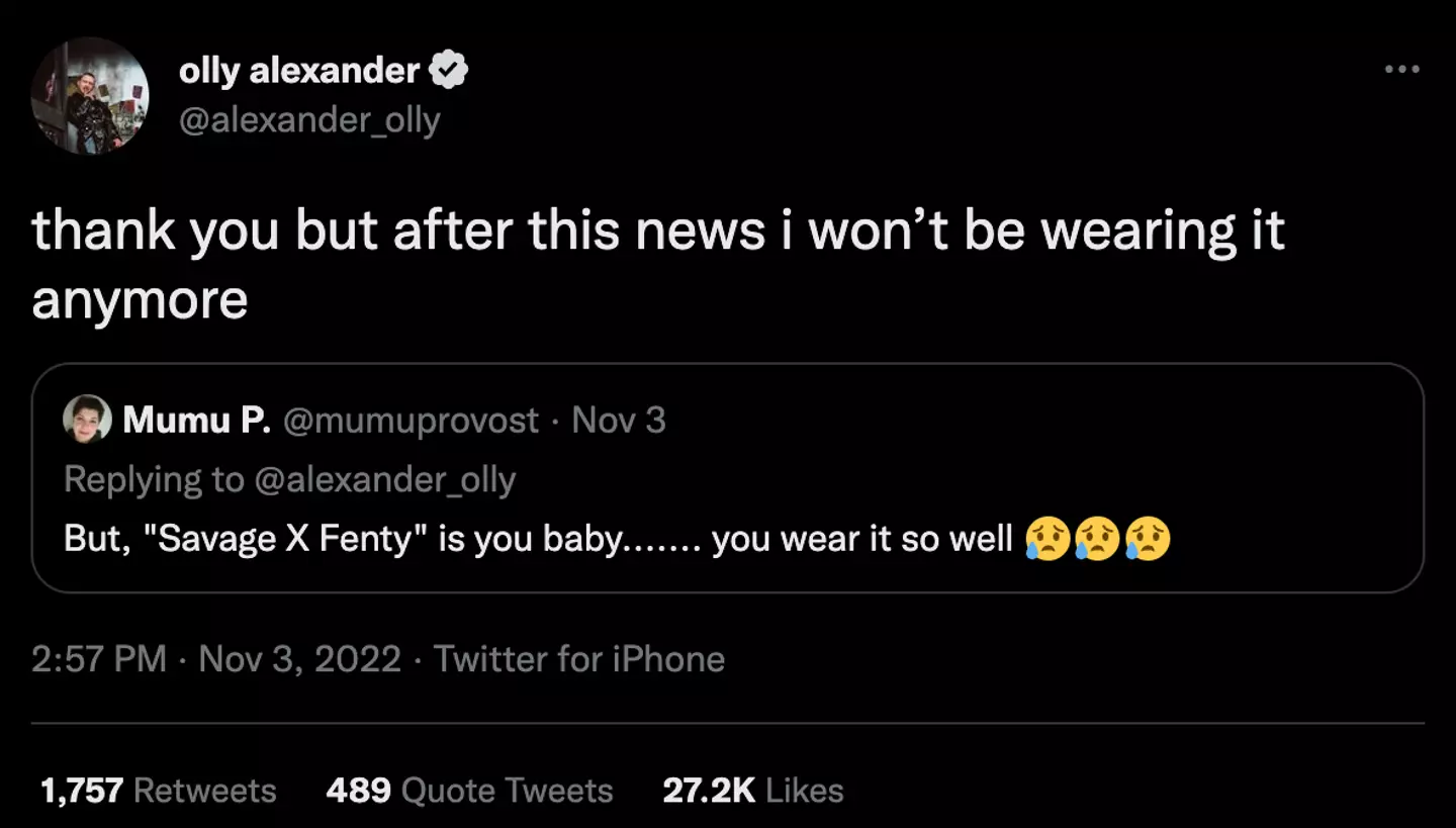 Alexander tweeted he will no longer be wearing Rihanna's fashion brand.