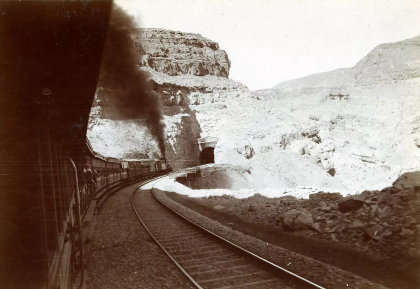 A railway passing through Bolan Pass in Baluchistan, Pakistan, back in 1911 (Erich Zugmeyer/Royal Geographical Society via Getty Images)