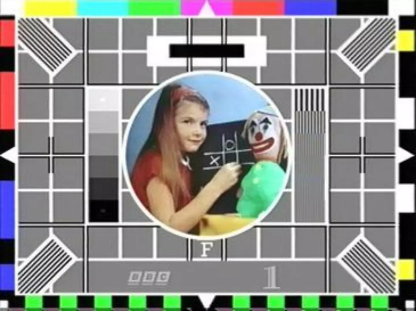 Known as 'Test Card F', this image was displayed on all TV sets multiple times per day (BBC)