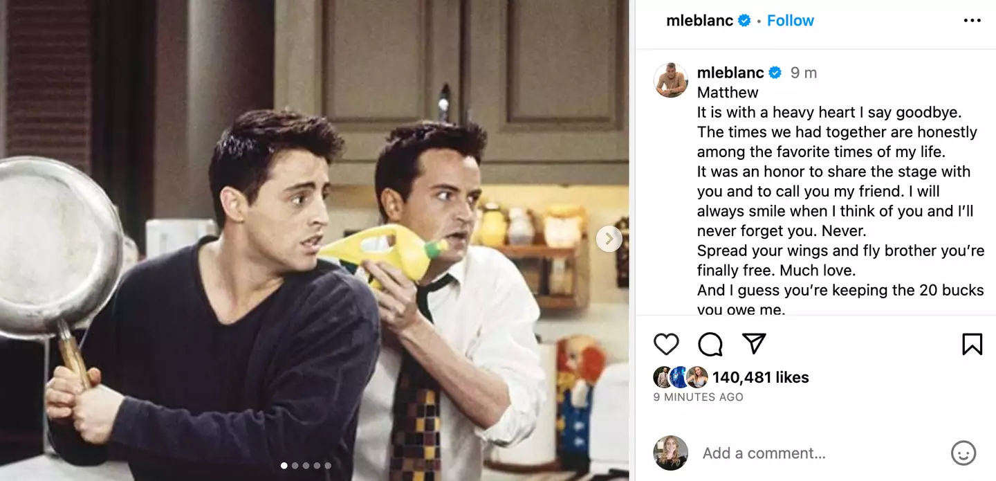 Matt LeBlanc shared images from Friends in his tribute.