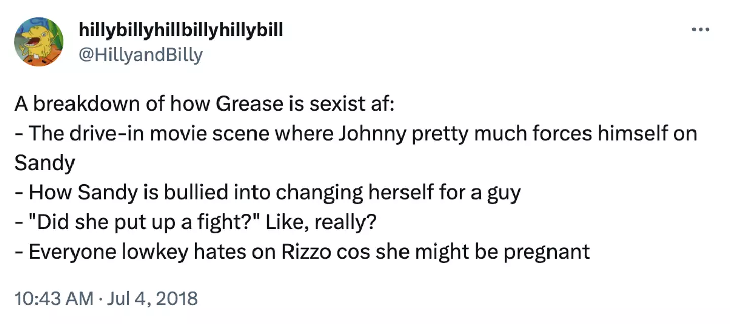 Viewers mapped out a list of reasons as to why they deemed the 1978 classic 'sexist'.