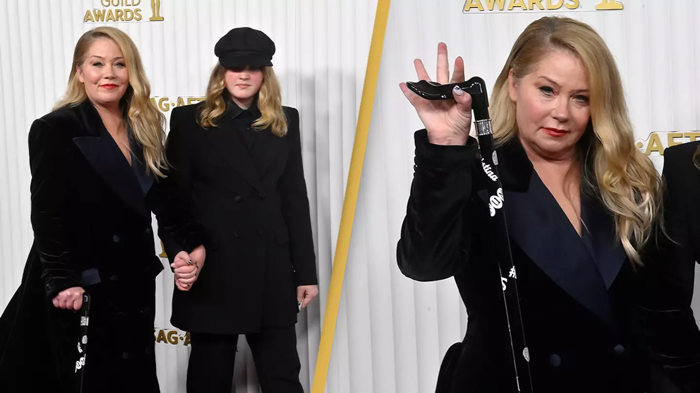 Christina Applegate attends her ‘last ever‘ awards show with cane that says 'F**k You MS'