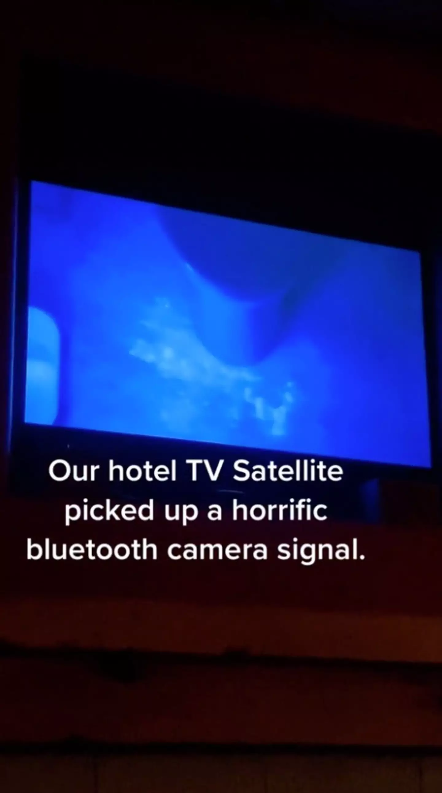 A hotel TV picked up a disturbing 'crotch shot' camera angle of a 'hotel toilet', which prompted a call to police.