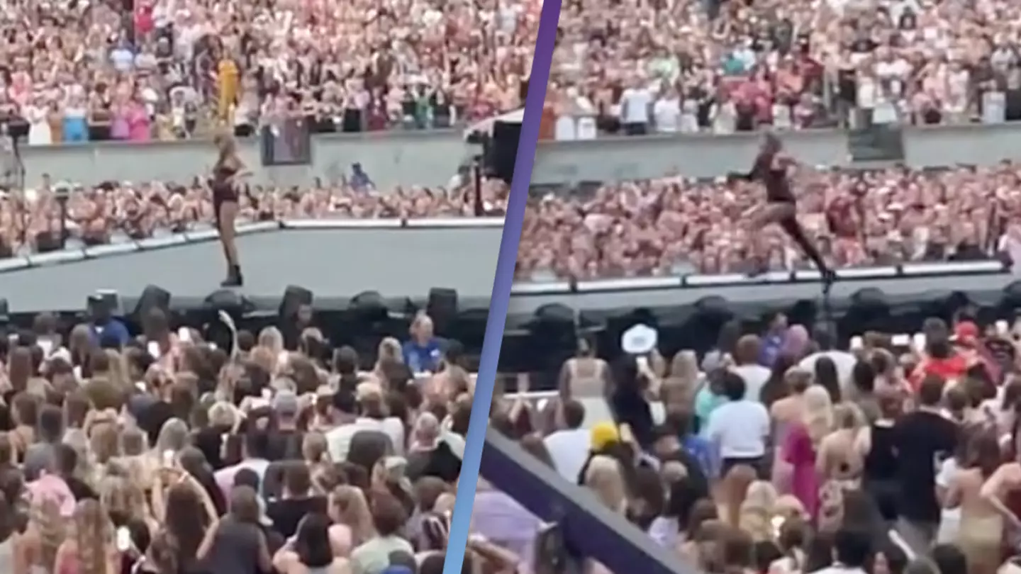 Taylor Swift awkwardly runs off stage after floor panel refuses to open during Eras Tour show