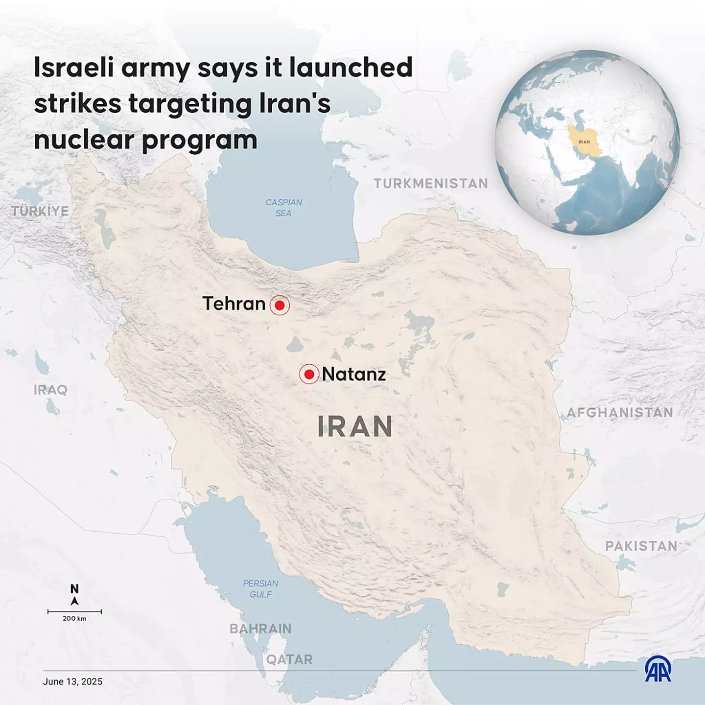 Israeli army says it launched strikes targeting Iran's nuclear program (Yilmaz Yucel/Anadolu via Getty Images)