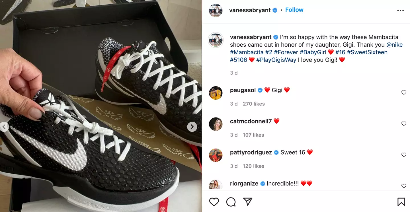 Vanessa Bryant worked with Nike to release trainers for Gianna's birthday.