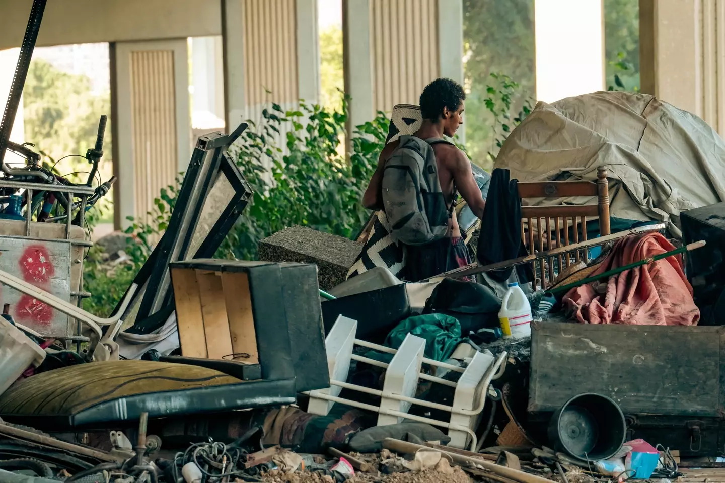Homeless camps form along the Buffalo Bayou in Houston