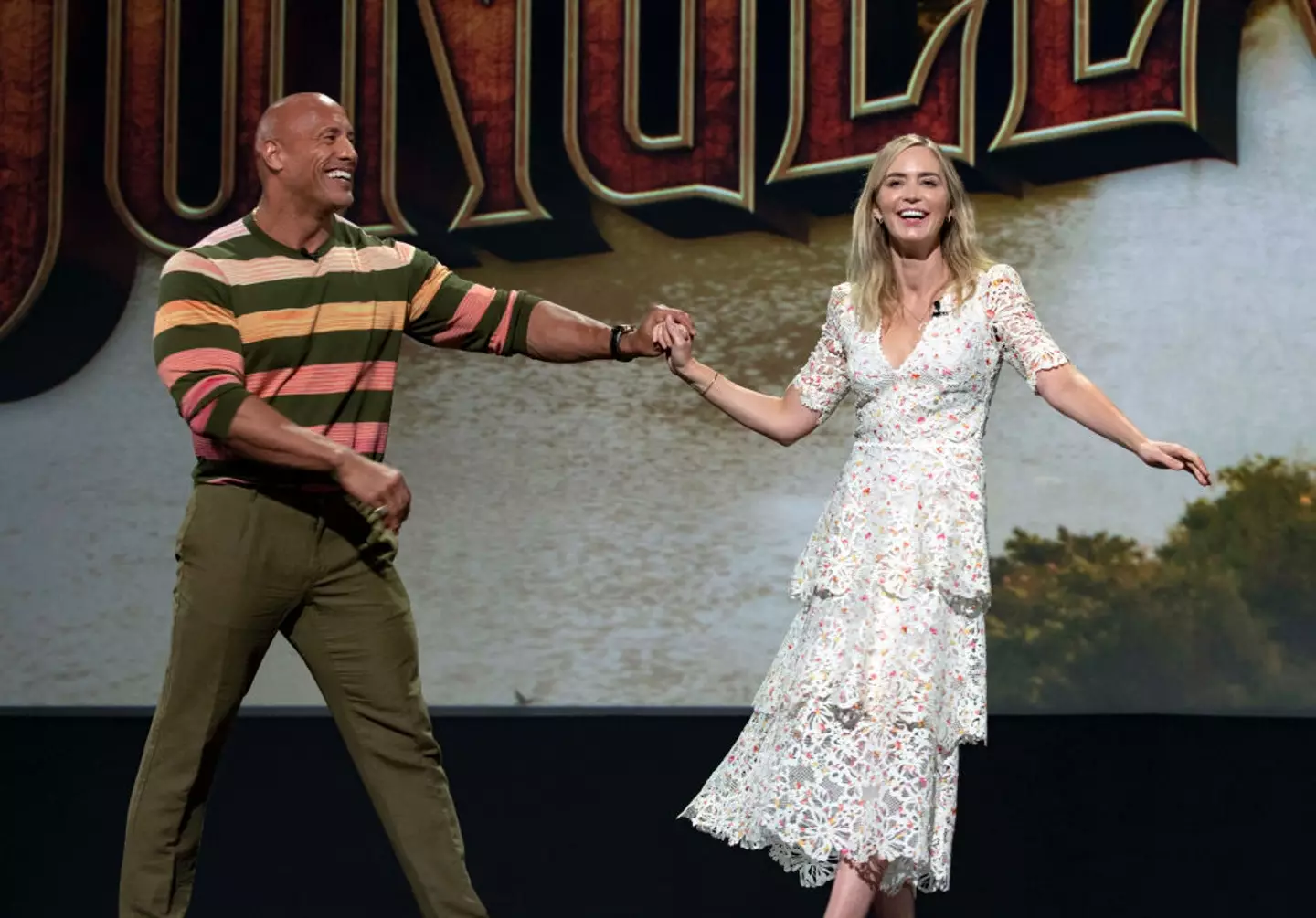 Dwayne 'The Rock' Johnson and Emily Blunt starred in Jungle Cruise together (The Walt Disney Company/Image Group LA via Getty Images)