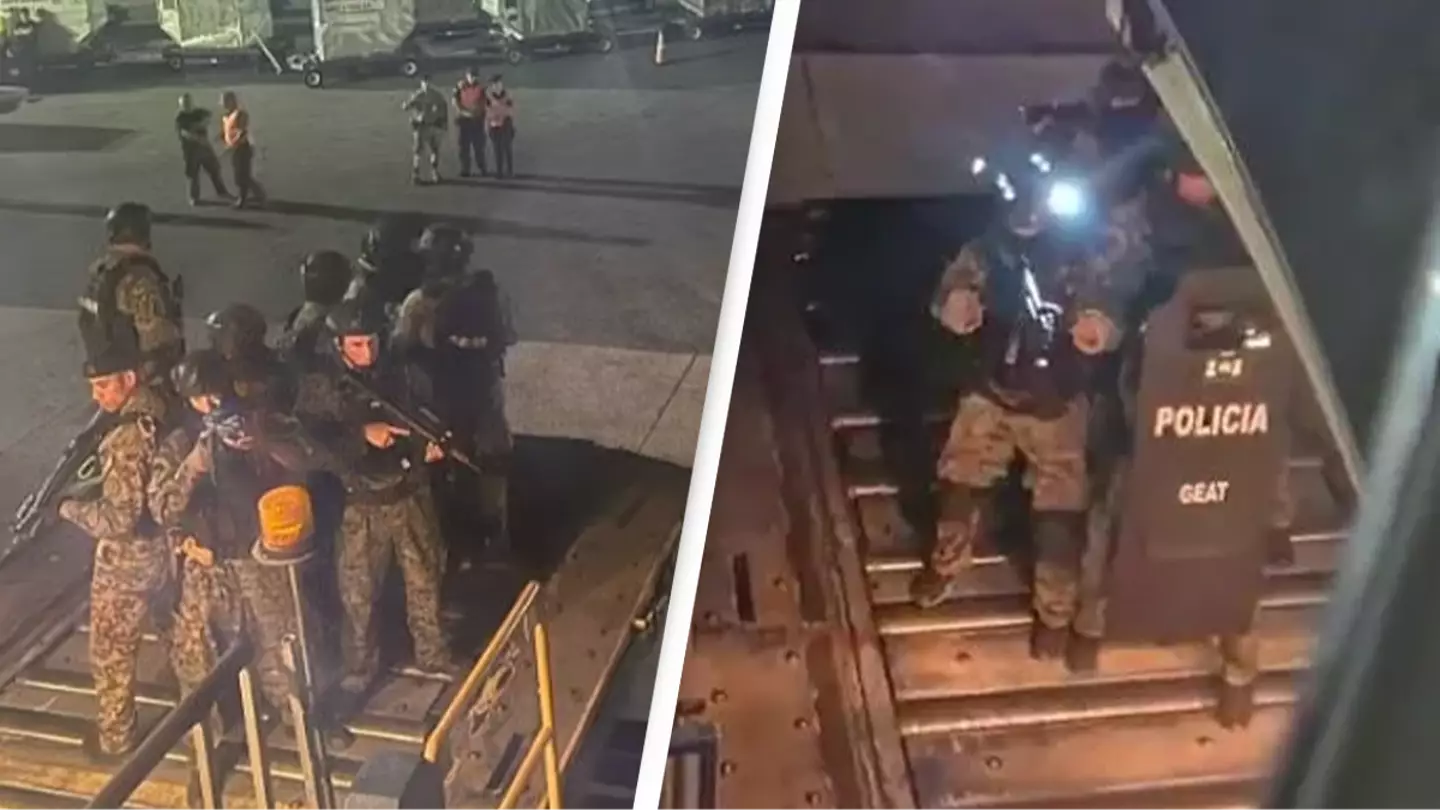 Armed police storm plane after mystery ‘banging’ sounds are heard by passengers while 30,000 feet in the air