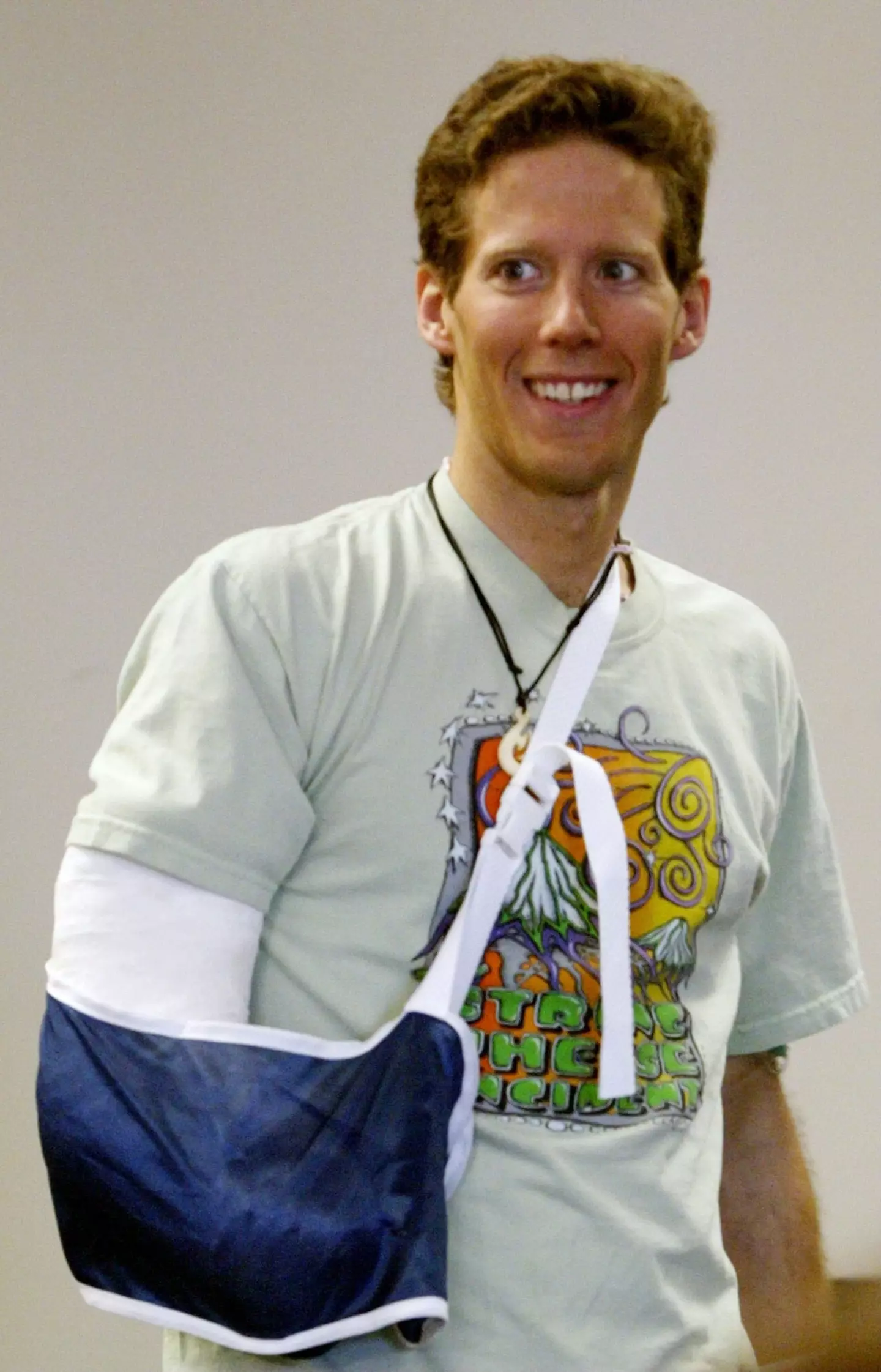 Aron Ralston cut off his lower arm below the elbow to break free of the boulder. (Gretel Daugherty/Getty Images)