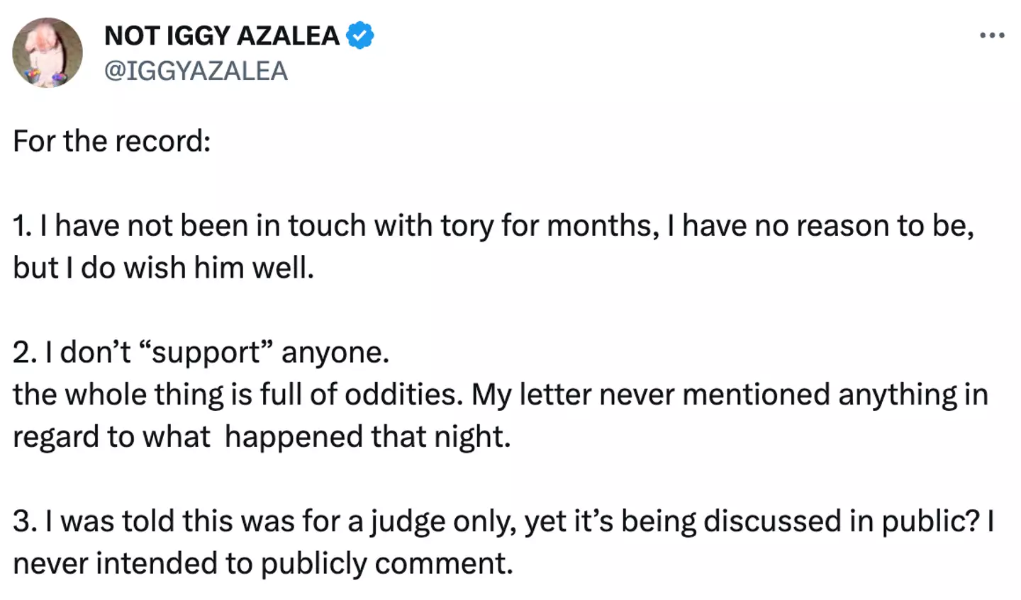 Iggy Azalea shared a series of points after the report of her letter came to light.