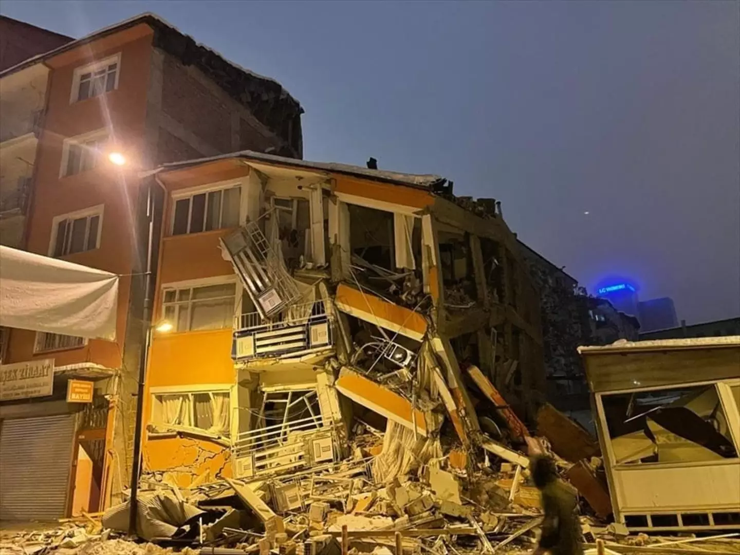 Houses were completely turned to rubble by the powerful quake.