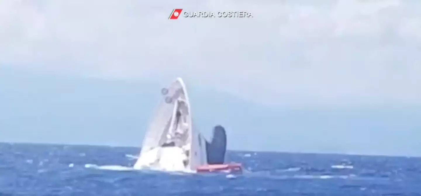 Footage showed the luxury yacht sinking at an alarming rate.
