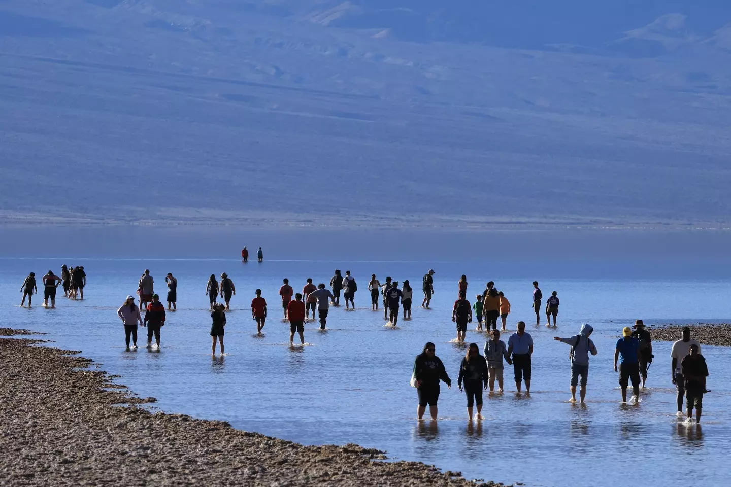 Due to the rainfall, tourists have headed to the area with beach gear.