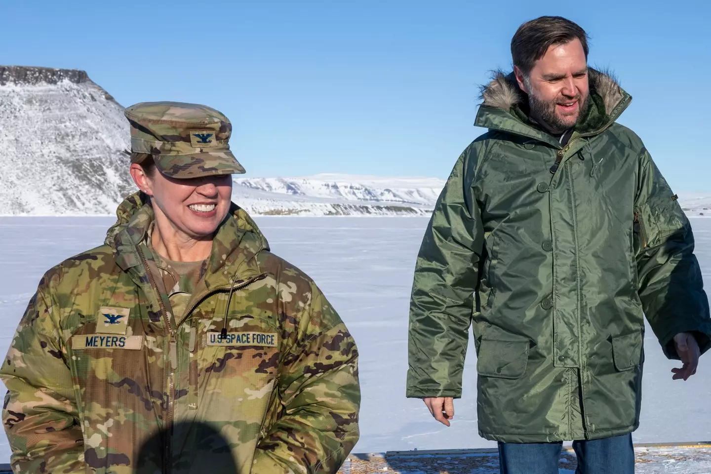 Susannah Meyers pictured with JD Vance last month (JIM WATSON/POOL/AFP via Getty Images)