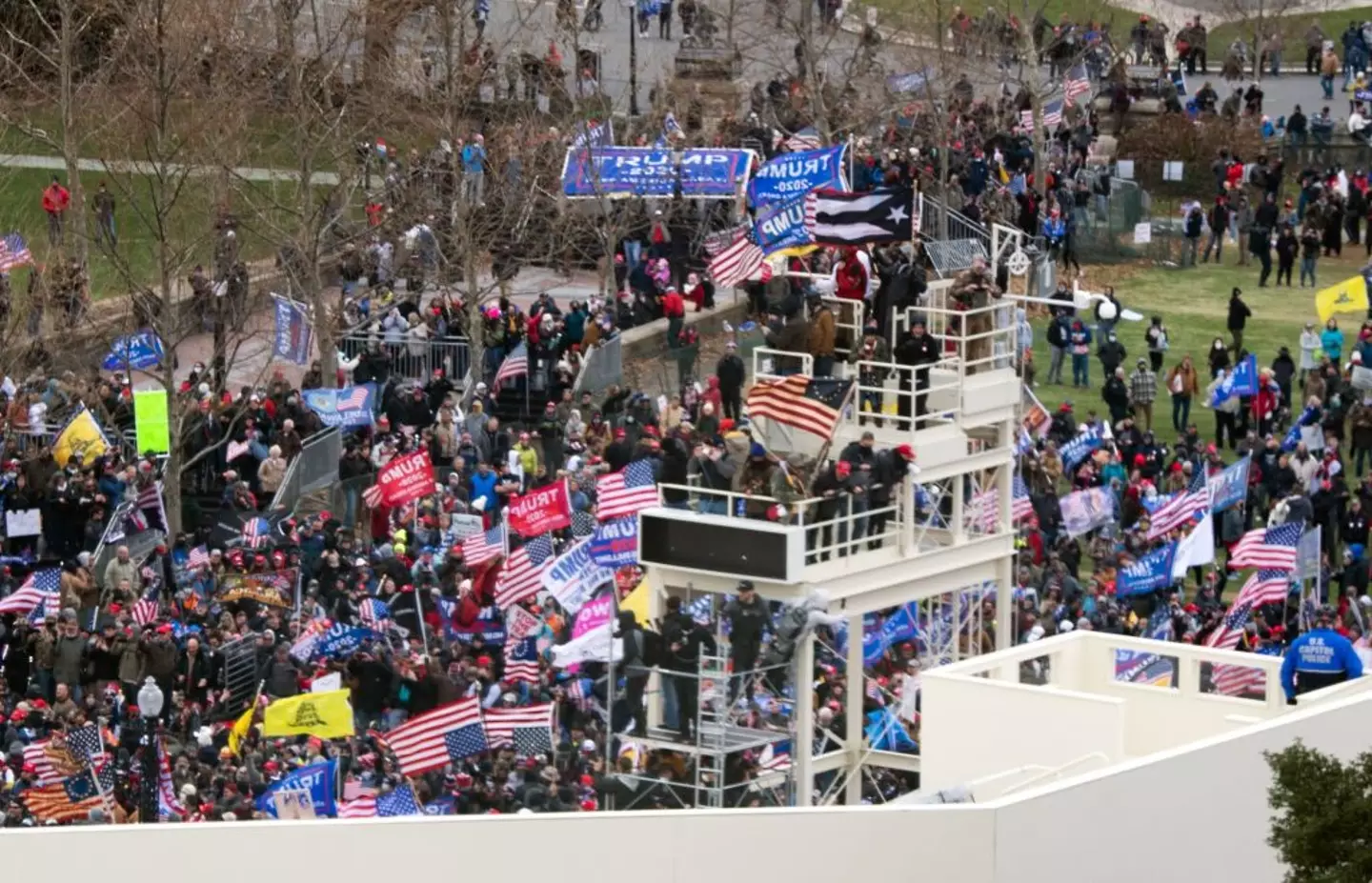 Voters will remember the last time Trump lost an election, just weeks before he was due to leave the White House thousands of his supporters flocked to Washington DC on January 6, 2021, to demonstrate - dubbed the Capitol Riots (SAUL LOEB/AFP via Getty Images)