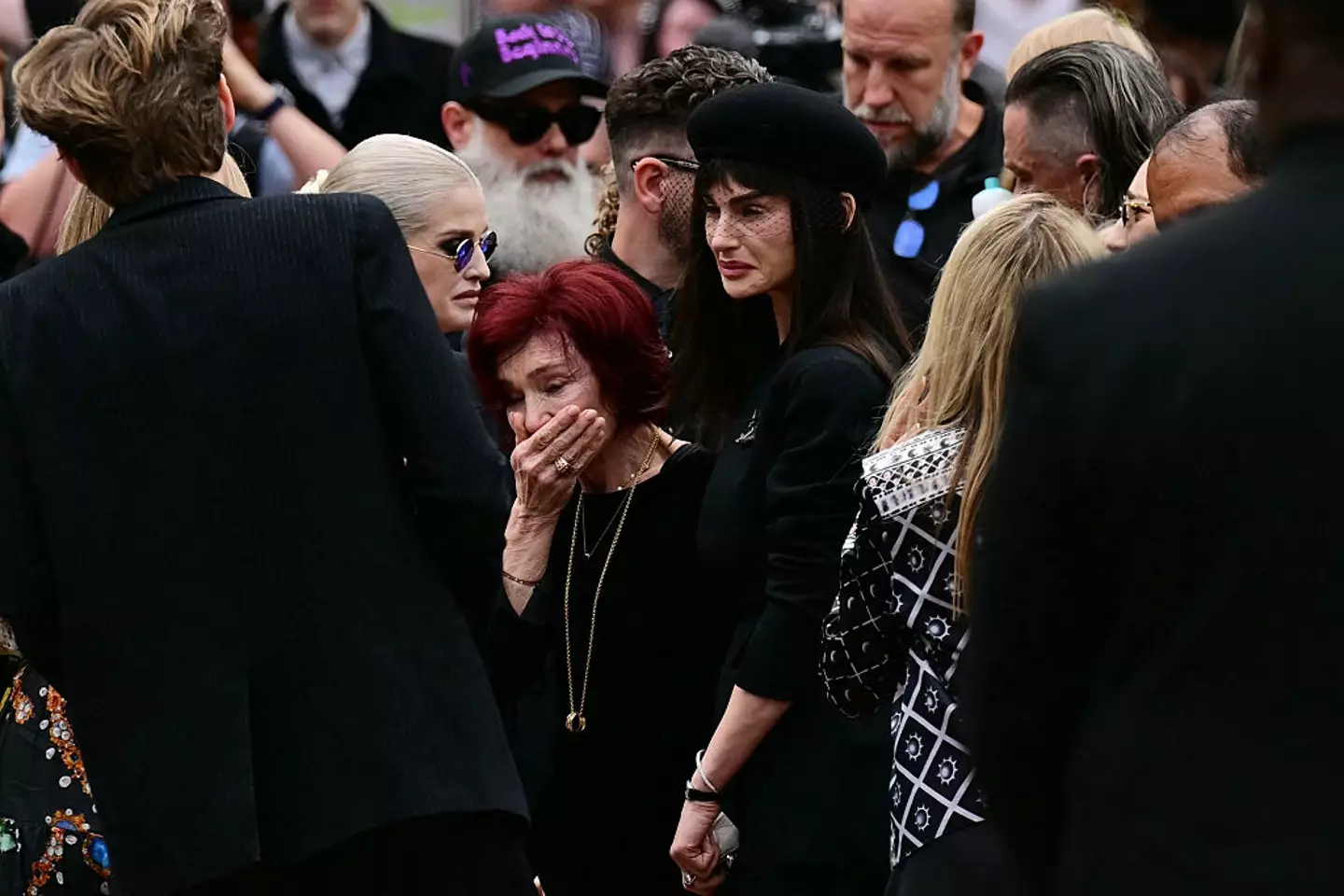 Sharon Osbourne has been seen for the first time today since Ozzy's death to attend his funeral, alongside her children Aimee (pictured), Kelly and Jack (BEN STANSALL/AFP via Getty Images)
