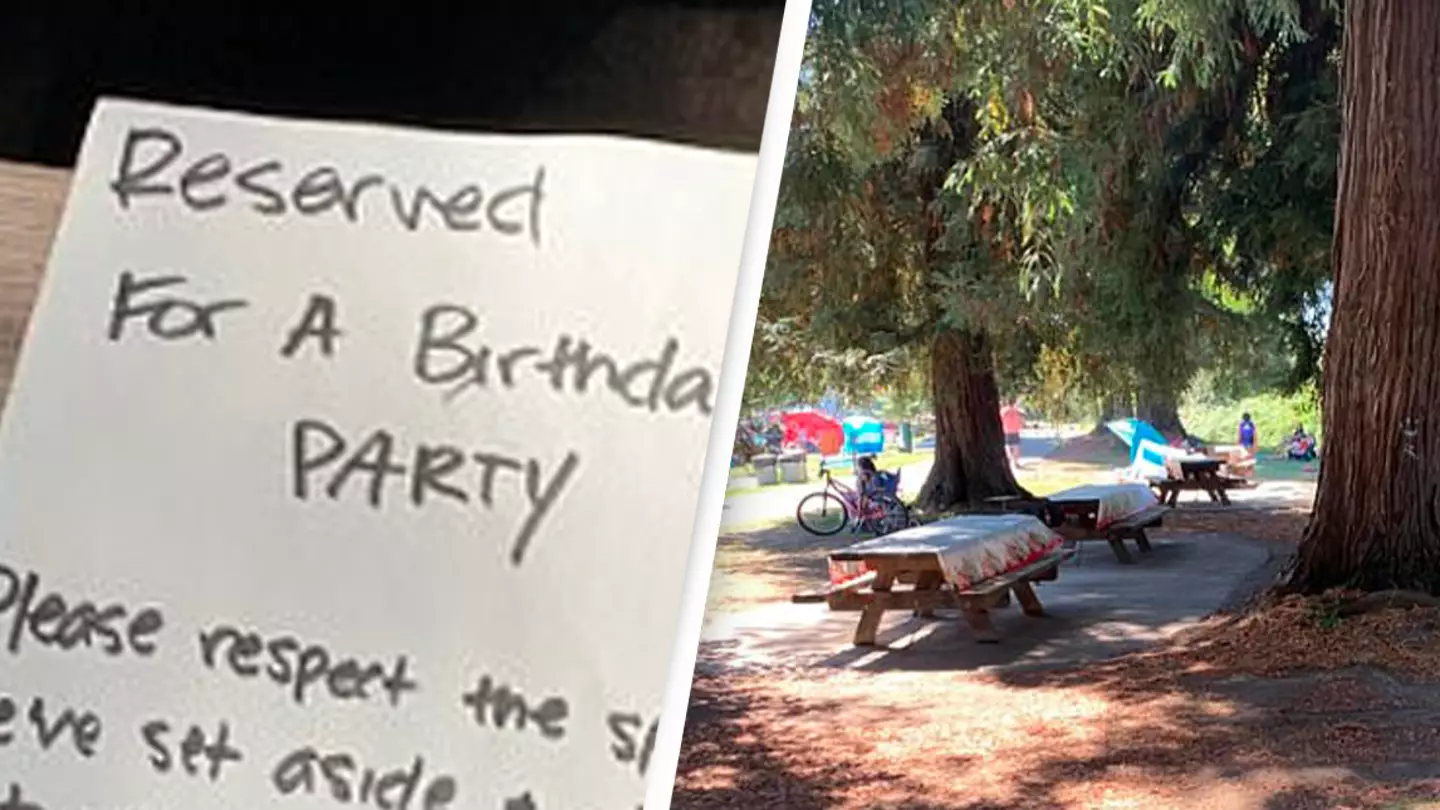 'Entitled' parents reserve park benches for their toddler's birthday party with 'rude' note