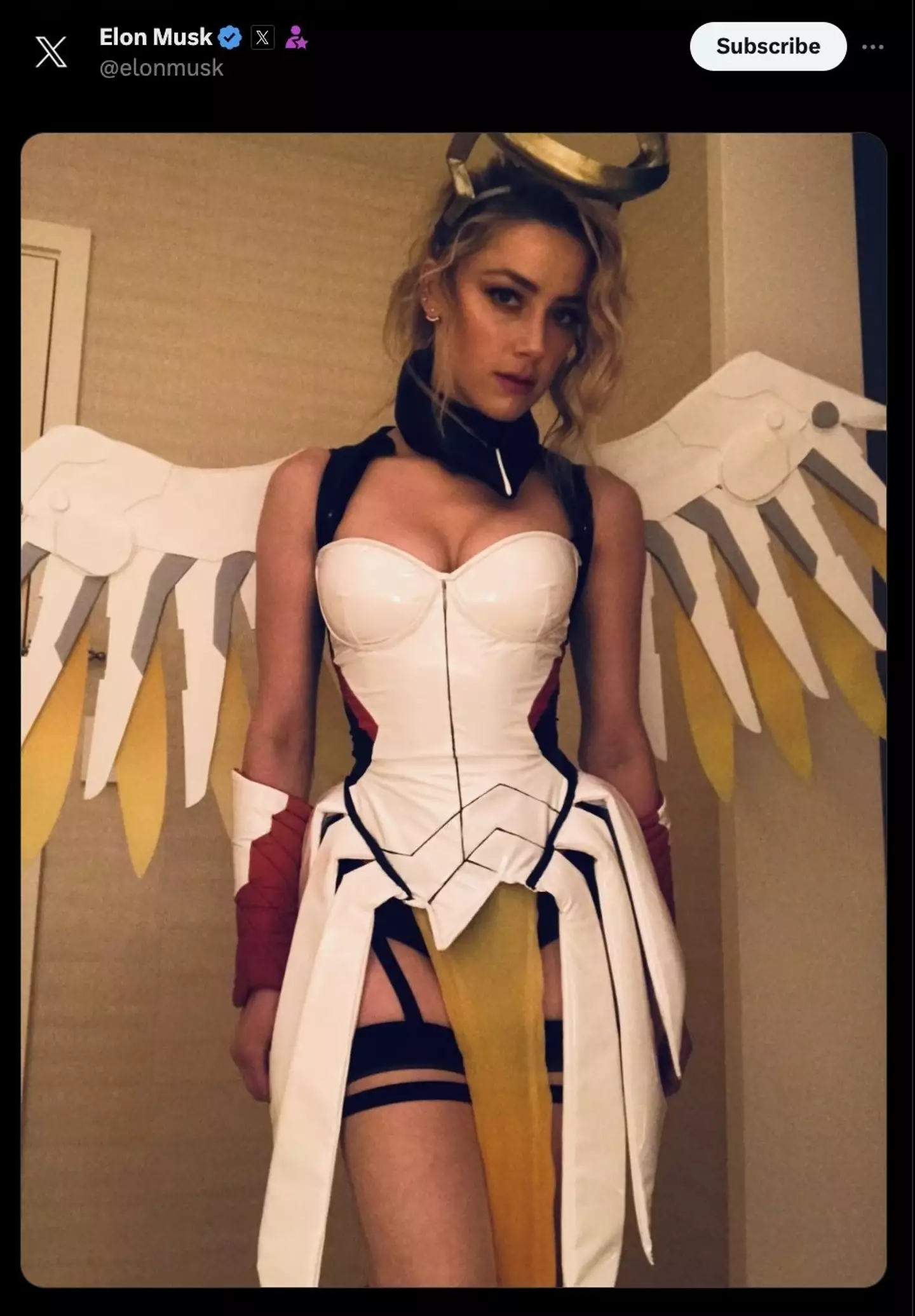 Elon Musk posted a picture of his ex in cosplay to X.