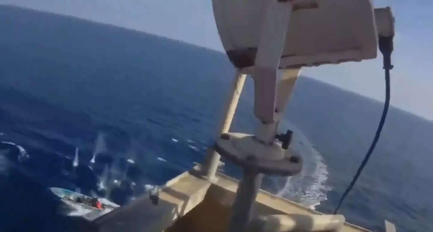 'Somali pirates' firing at a US ship.