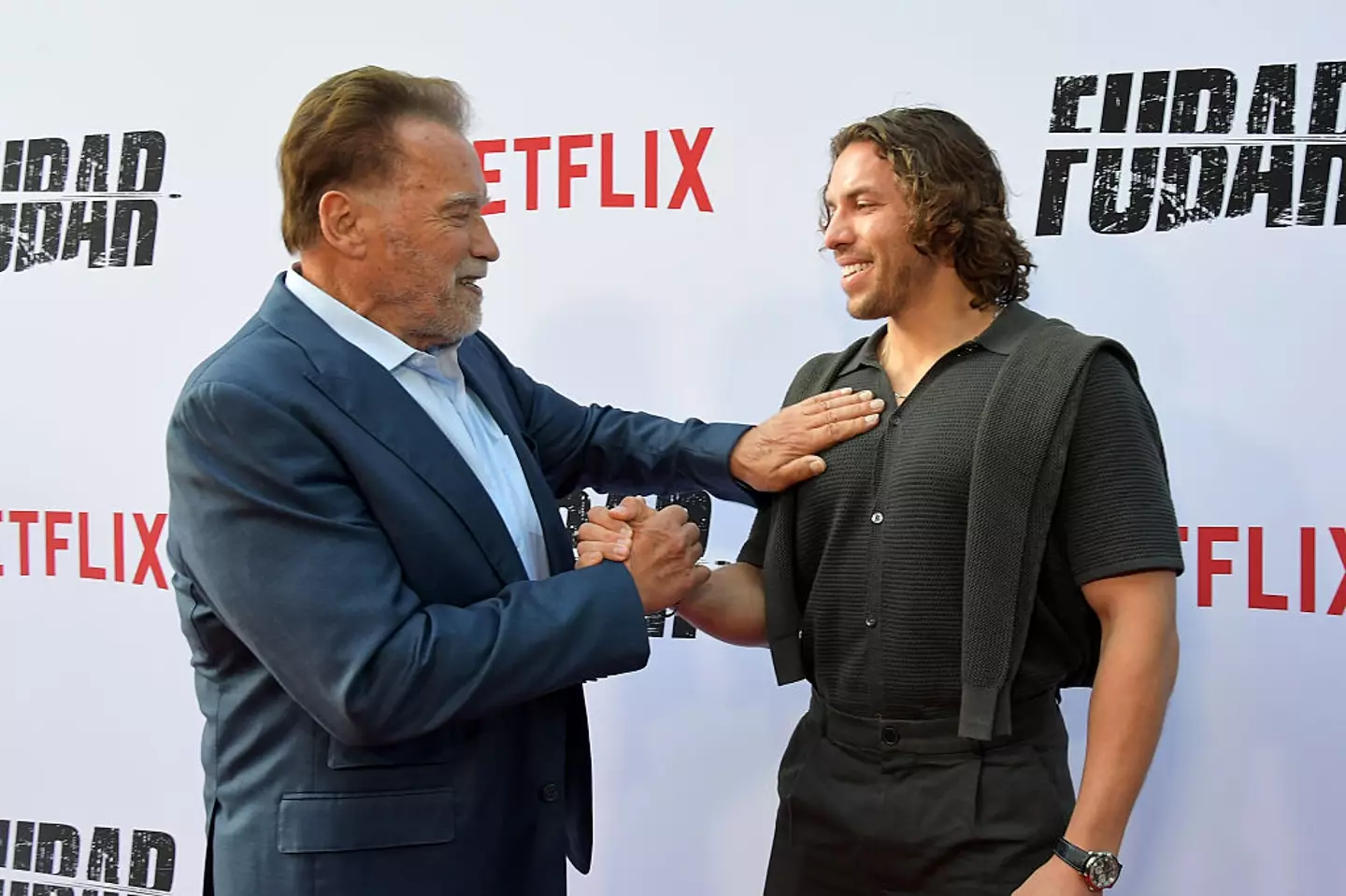 Joseph was photographed with his dad separately from the rest of the family (Charley Gallay/Getty Images for Netflix)