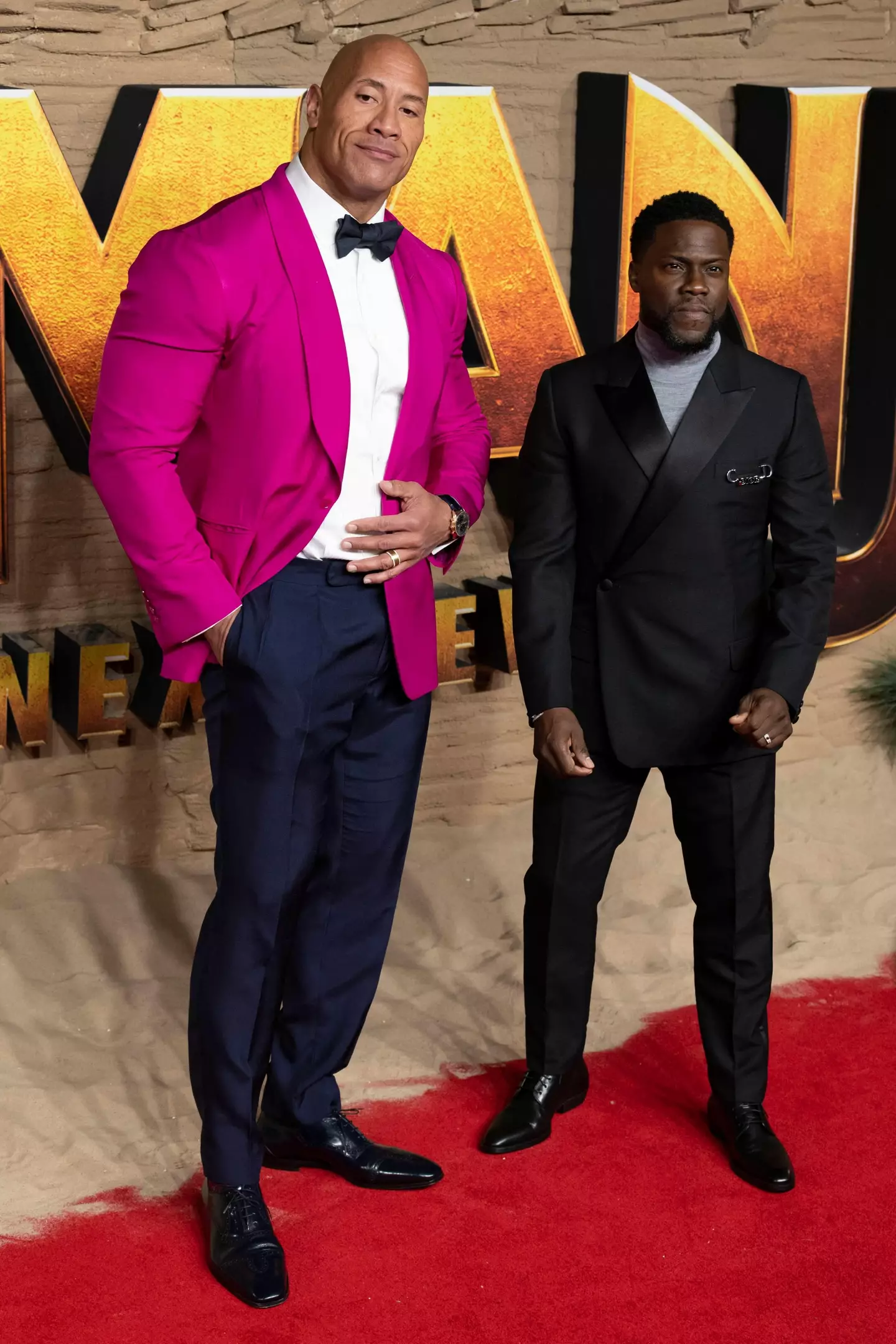 The Rock and Kevin Hart are a few inches apart in height.