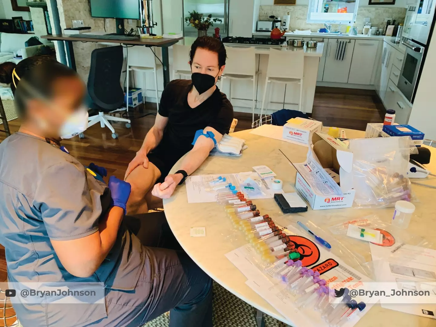 Bryan is using plasma transfusions to de-age his body and organs.