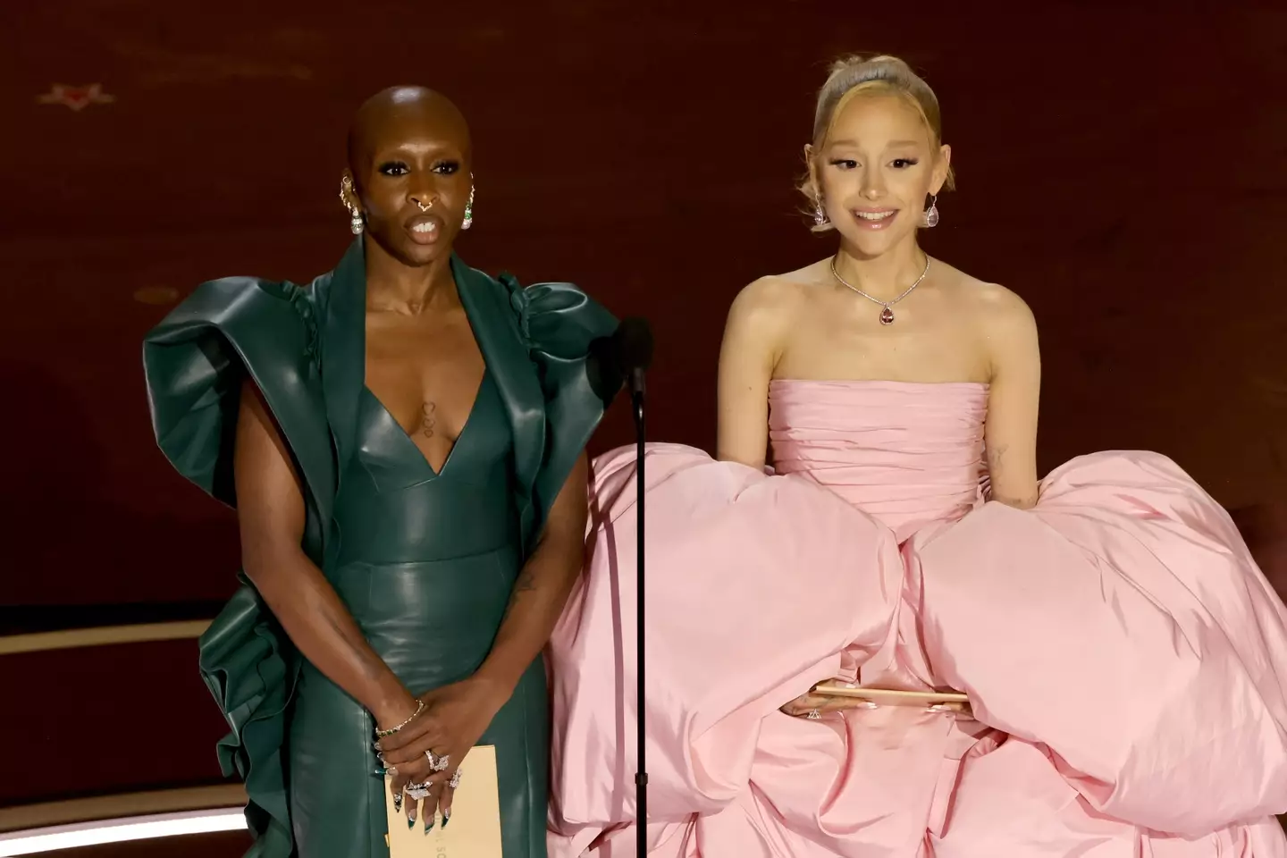 Ariana Grande and Cynthia Erivo present the award for Best Original Song.