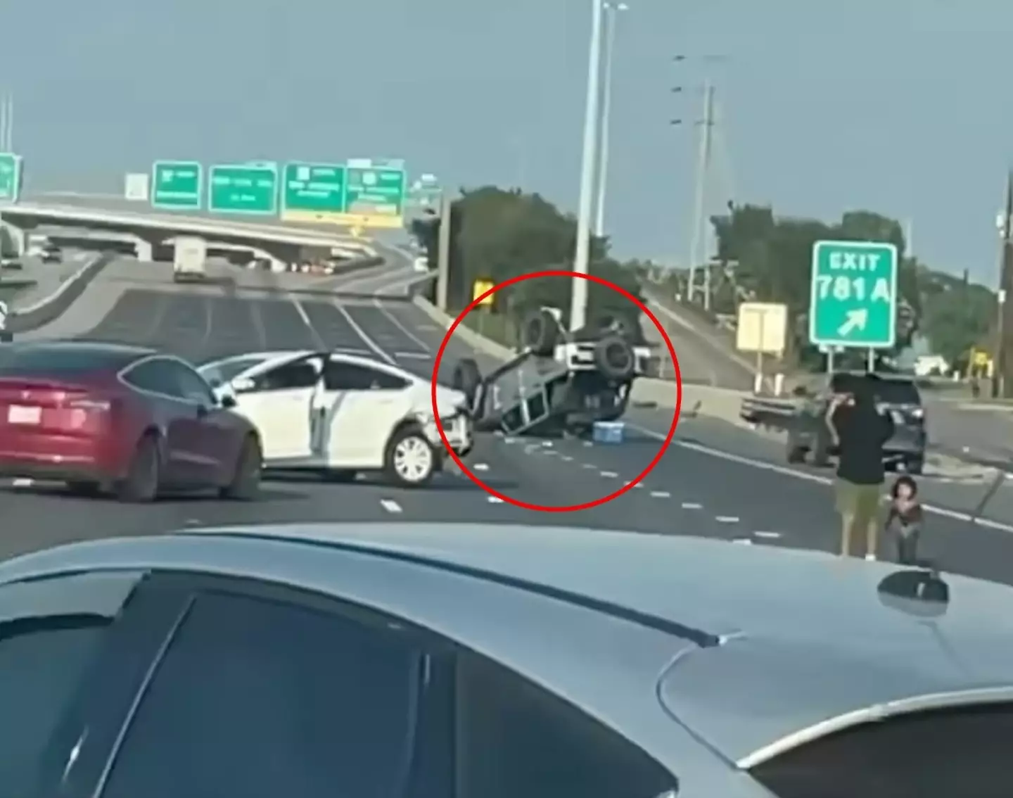 The family's vehicle flipped over in the ordeal. (Victor Cordova/Facebook)