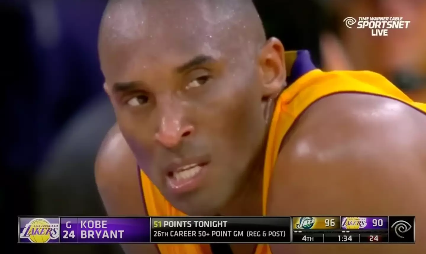 Bryant pauses to catch his breath.