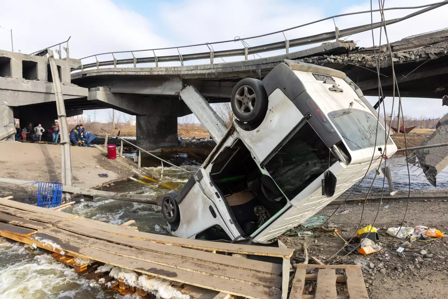 The wreckage seen in Irpen. (Alamy)