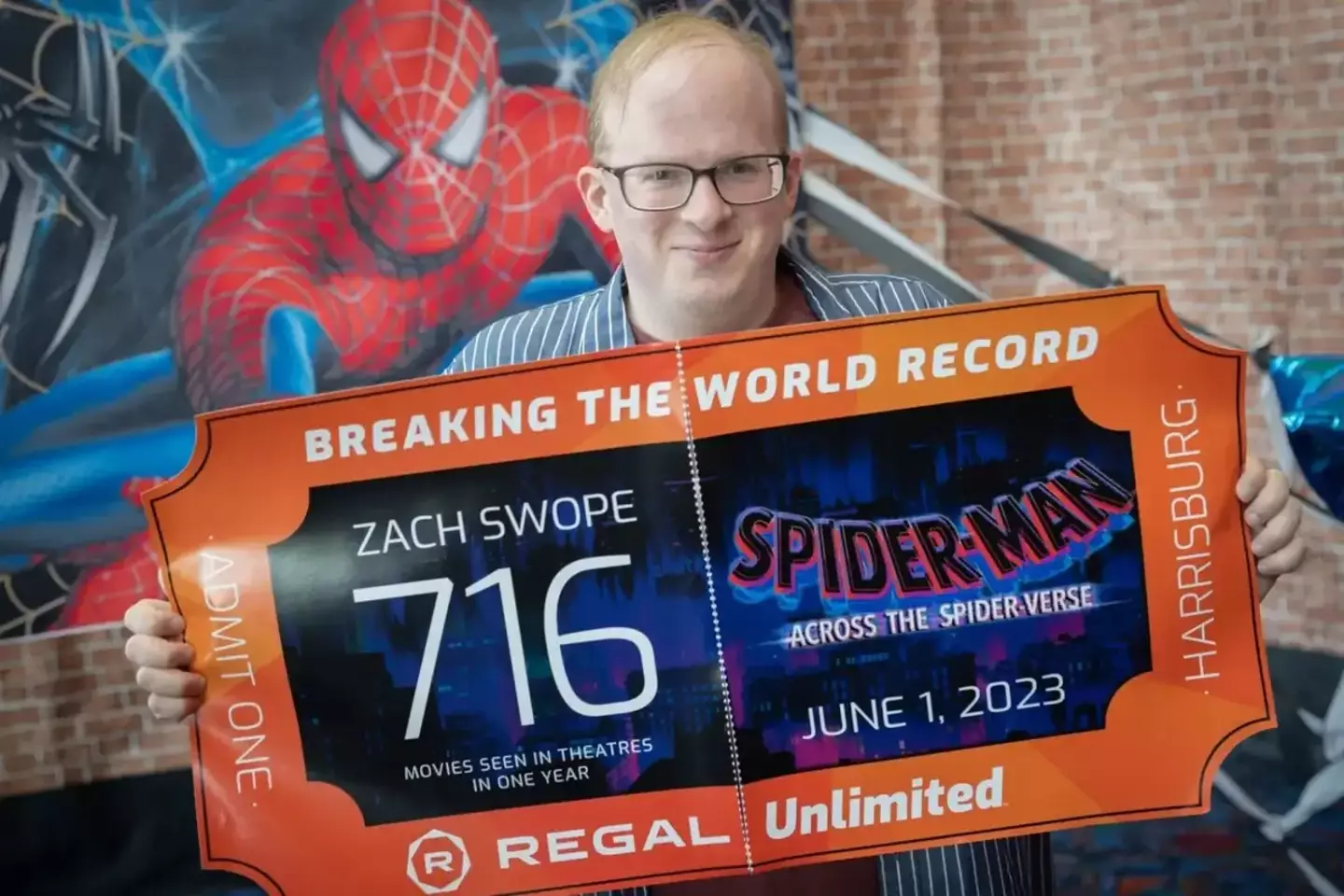 Zach broke the previous record of 715 when he watched Spiderman: Across the Spiderverse.