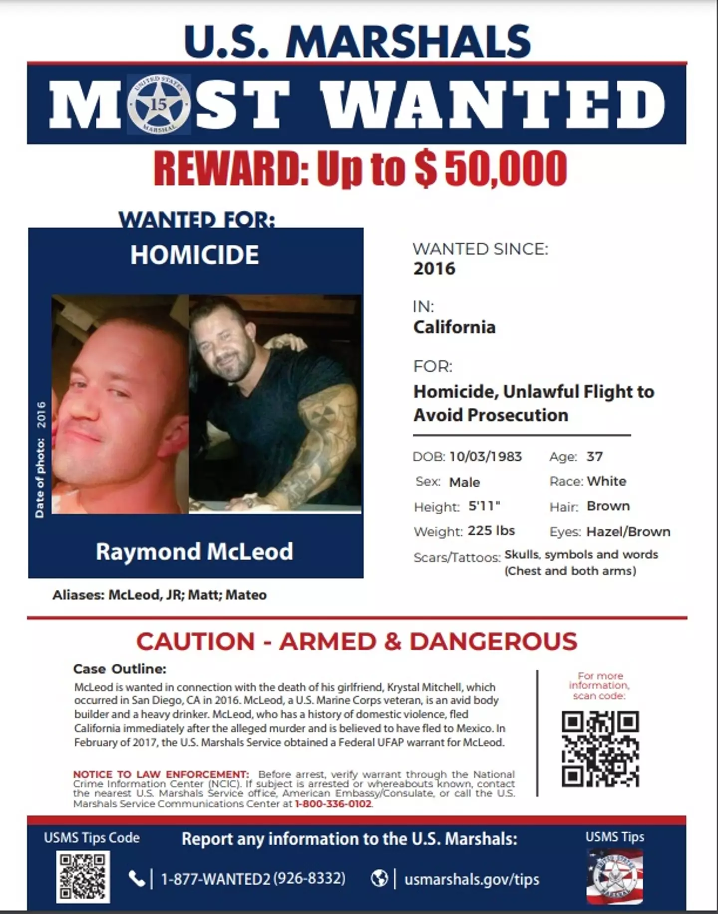 Raymond McLeod's wanted poster.