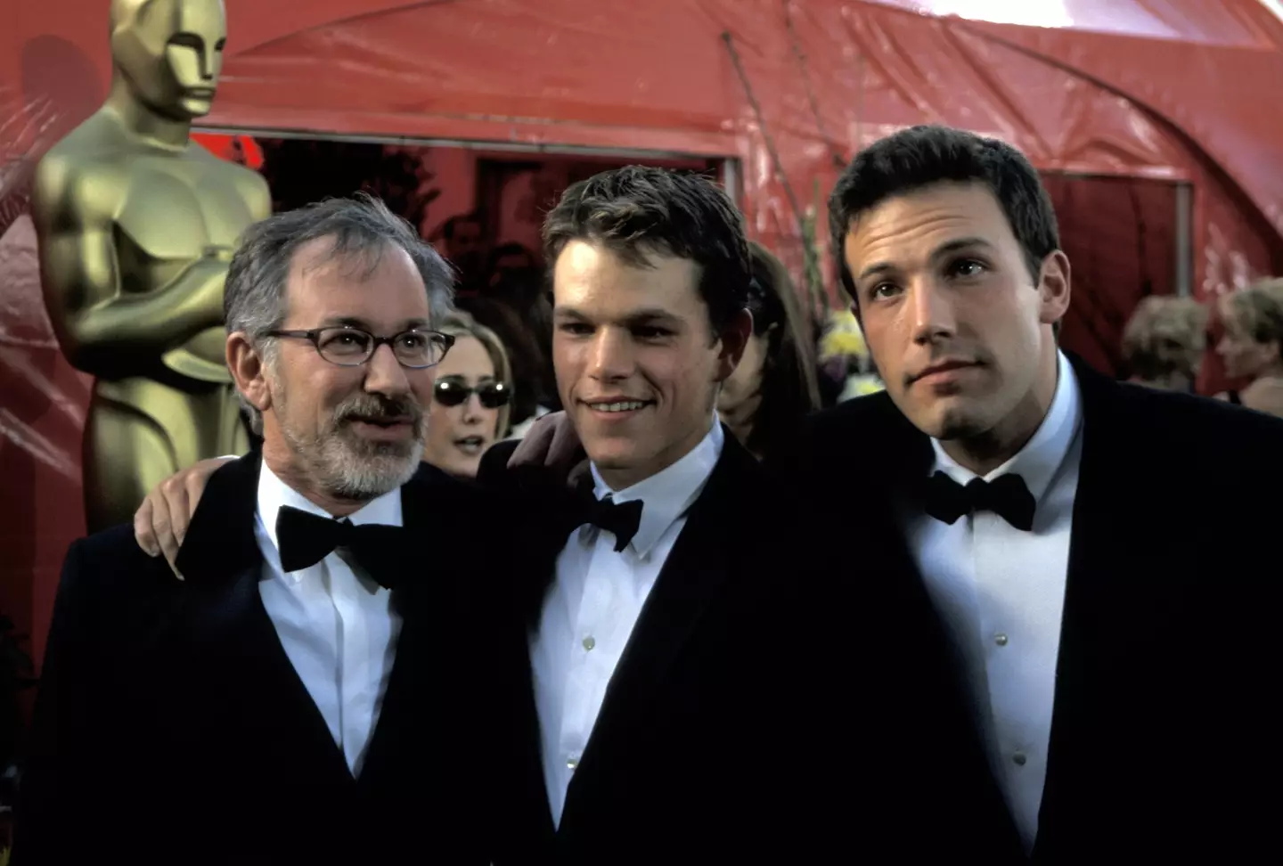 Spielberg with Matt Damon and Ben Affleck in 2001 as their stars began to rise (Jim Smeal/Ron Galella Collection via Getty Images)