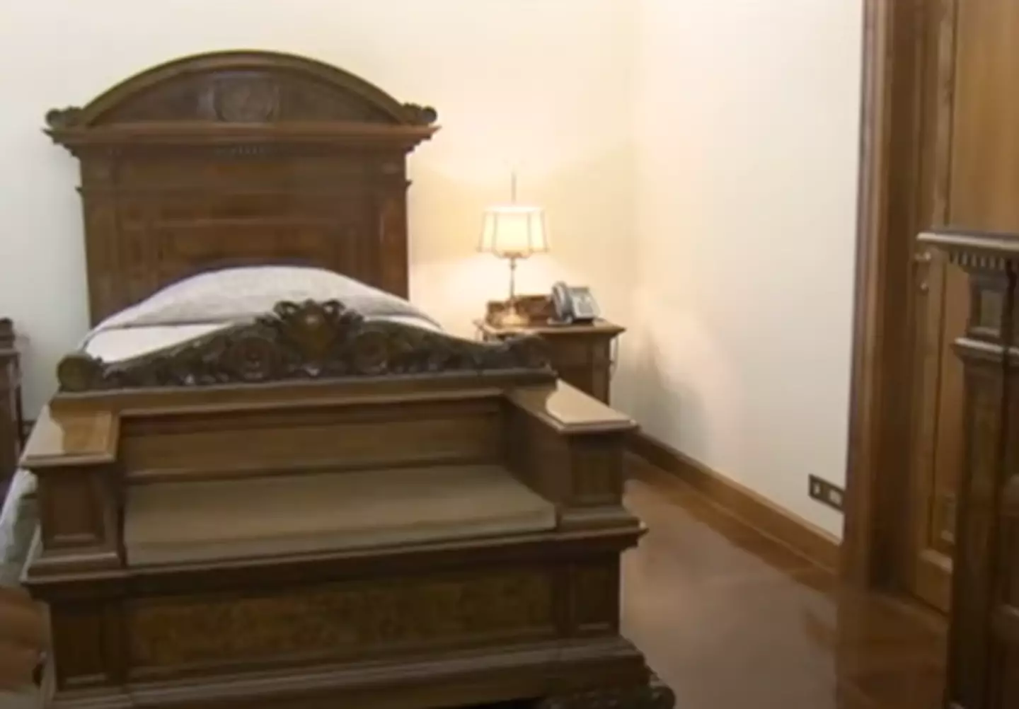His bedroom was a little bare (YouTube/CNN/Vatican TV)