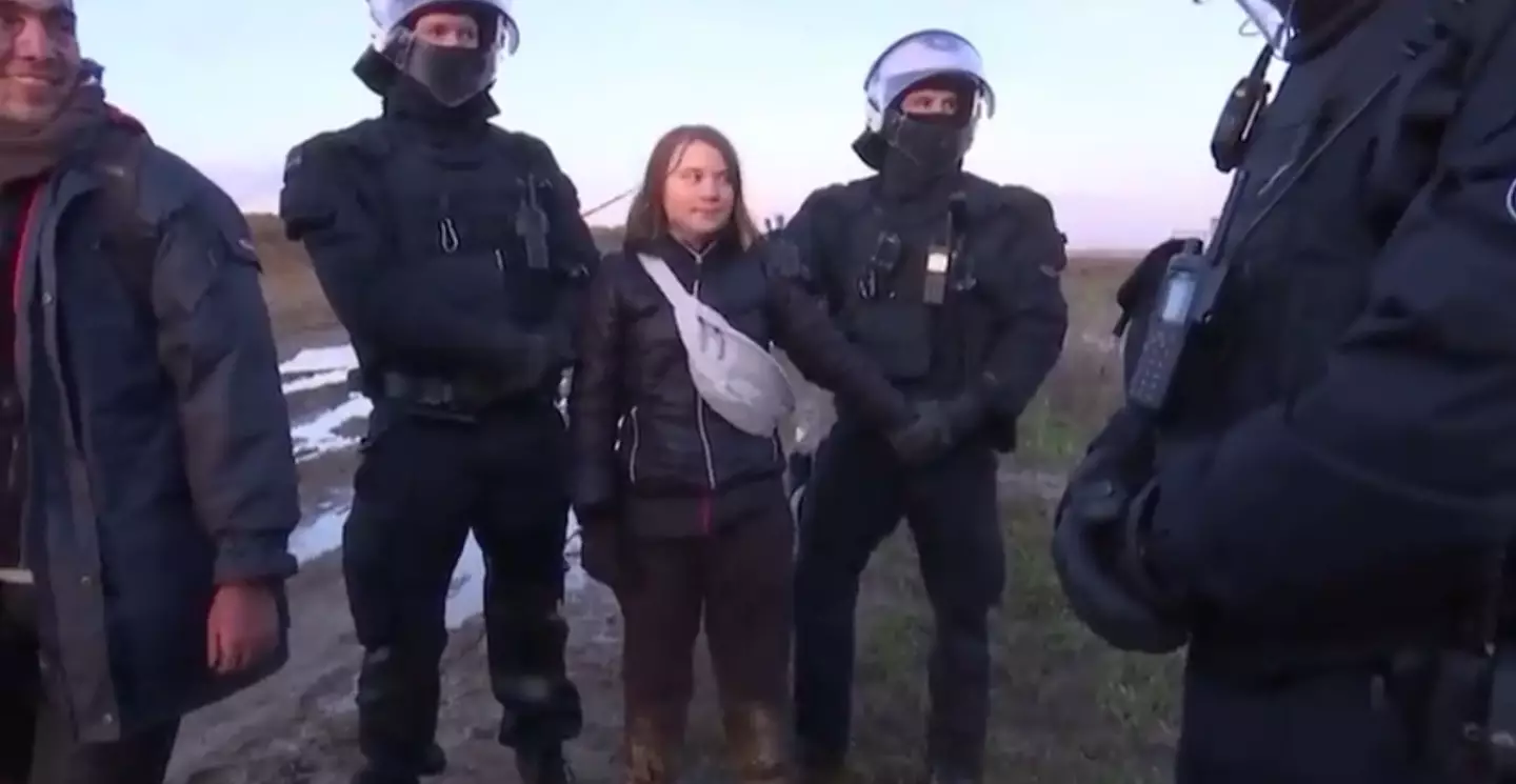 It's these pictures that made some believe Great Thunberg faked her arrest.