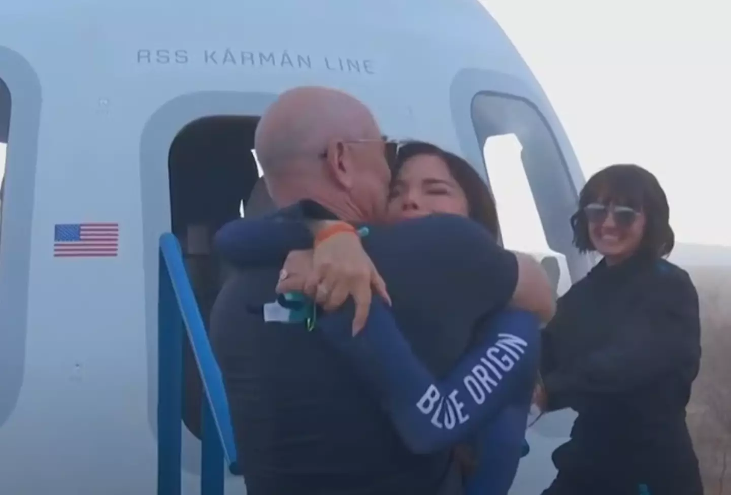 Sánchez hugged Bezos after emerging from the capsule (LiveNOW from FOX)